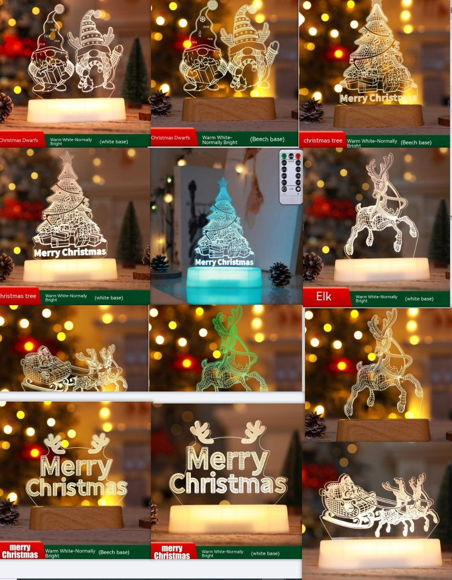 Christmas 3D LED lamp for decoration and gifts