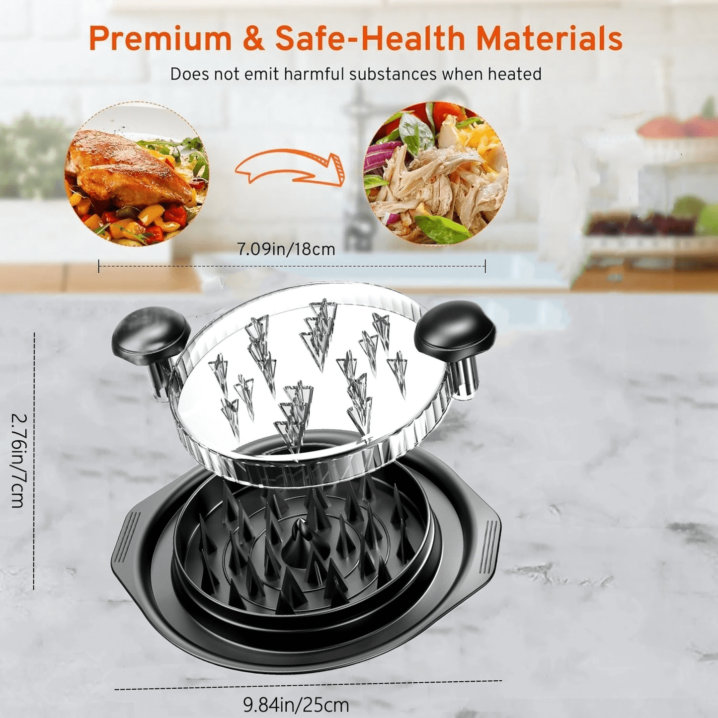 Chicken Shredder, 10.8" Visible Chicken Breast Shredder Tool Twist, Large Meat Shredder Machine - Ergonomic Handle, Dishwasher Safe, Anti-Slip, Cleaning Brush, Heat Resistant, BPA Free