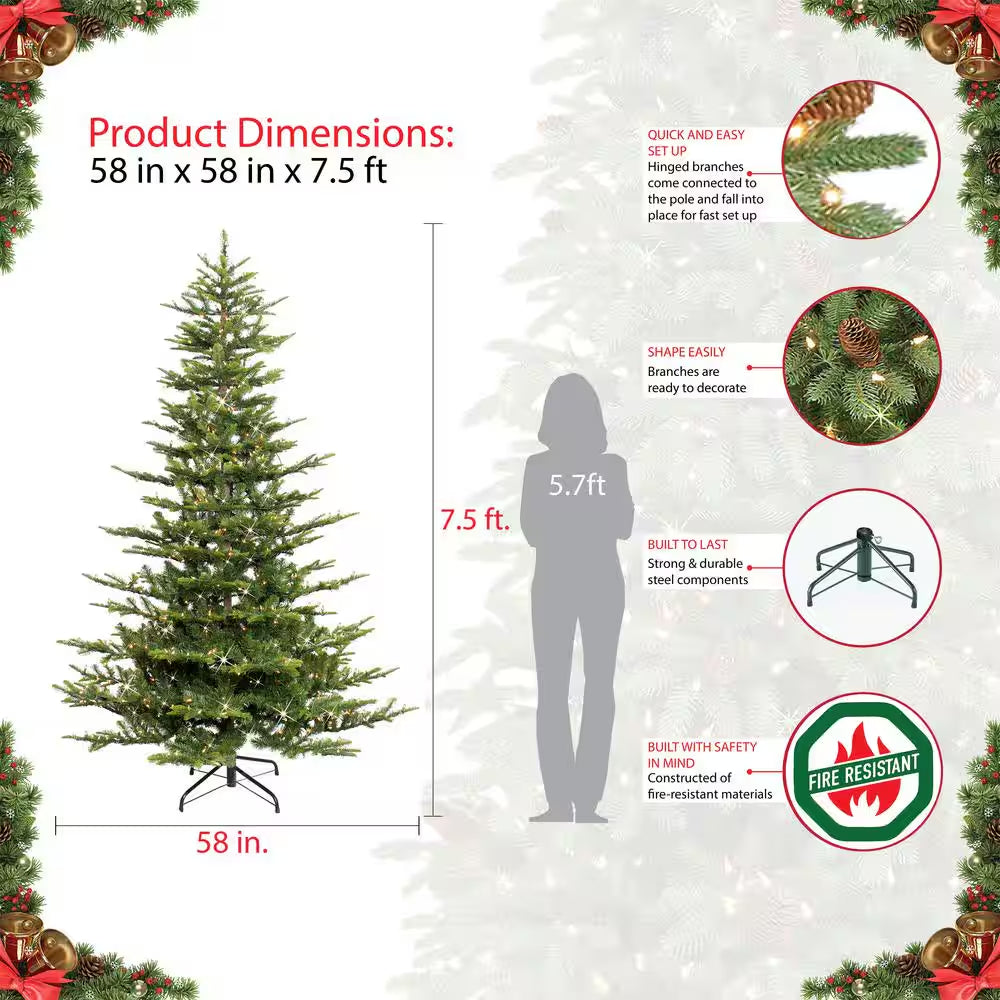 7.5 Ft. Aspen Fir Artificial Christmas Tree with 700 Warm White Lights