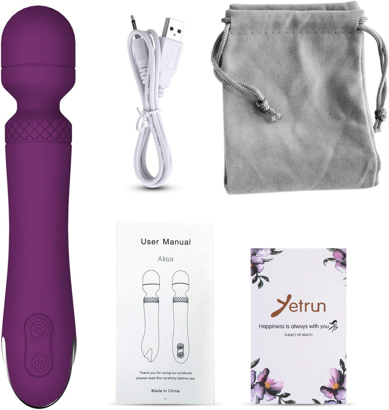 Wand Massager, Rechargeable Quiet Electric Massager, Multiple Vibration Modes and Intensity