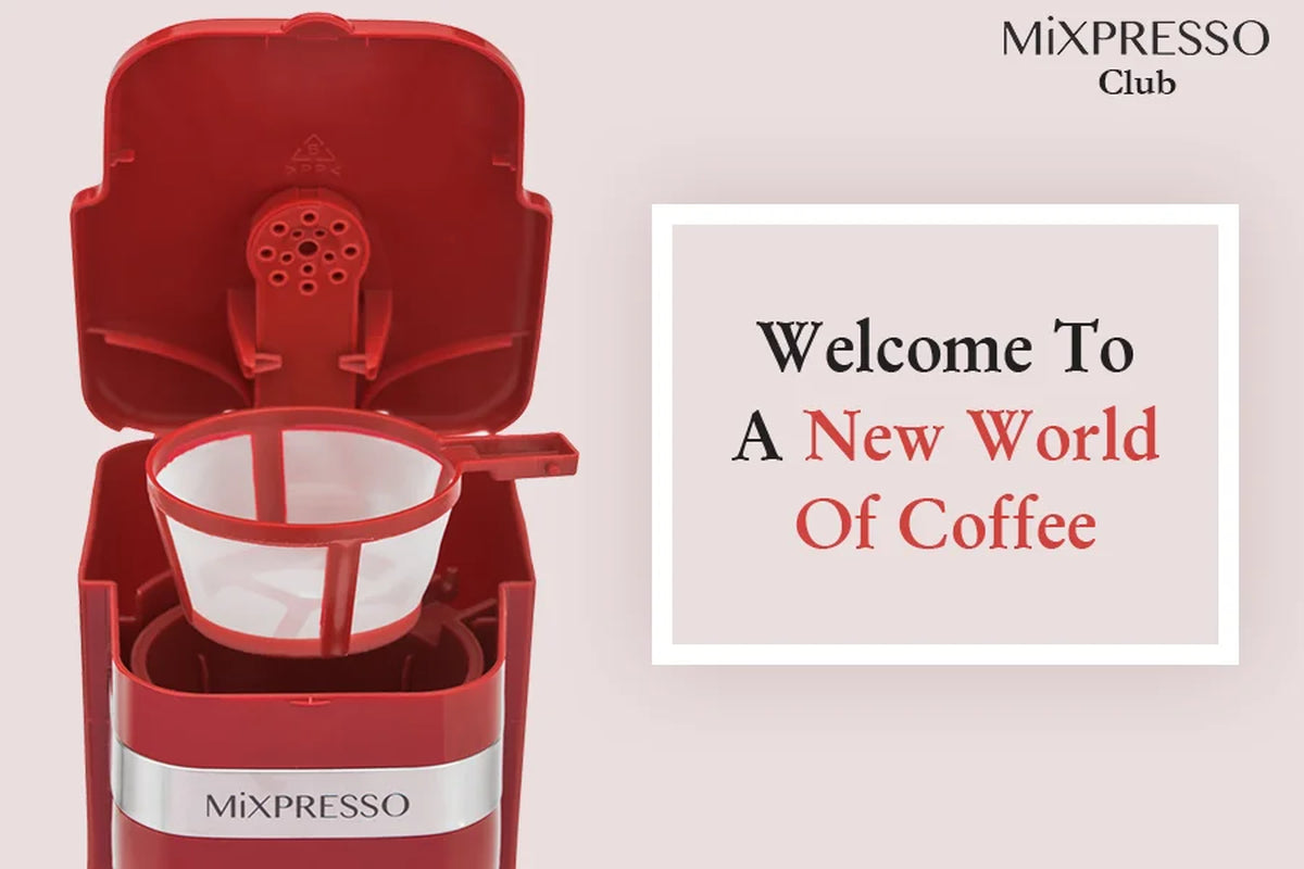 Personal Single-Serve Coffee Maker & 14Oz Travel Mug, Drip Small Coffee Maker & Tumbler, Auto Shut off & Reusable Filter, Red Coffee Maker Compatible with Coffee Grounds