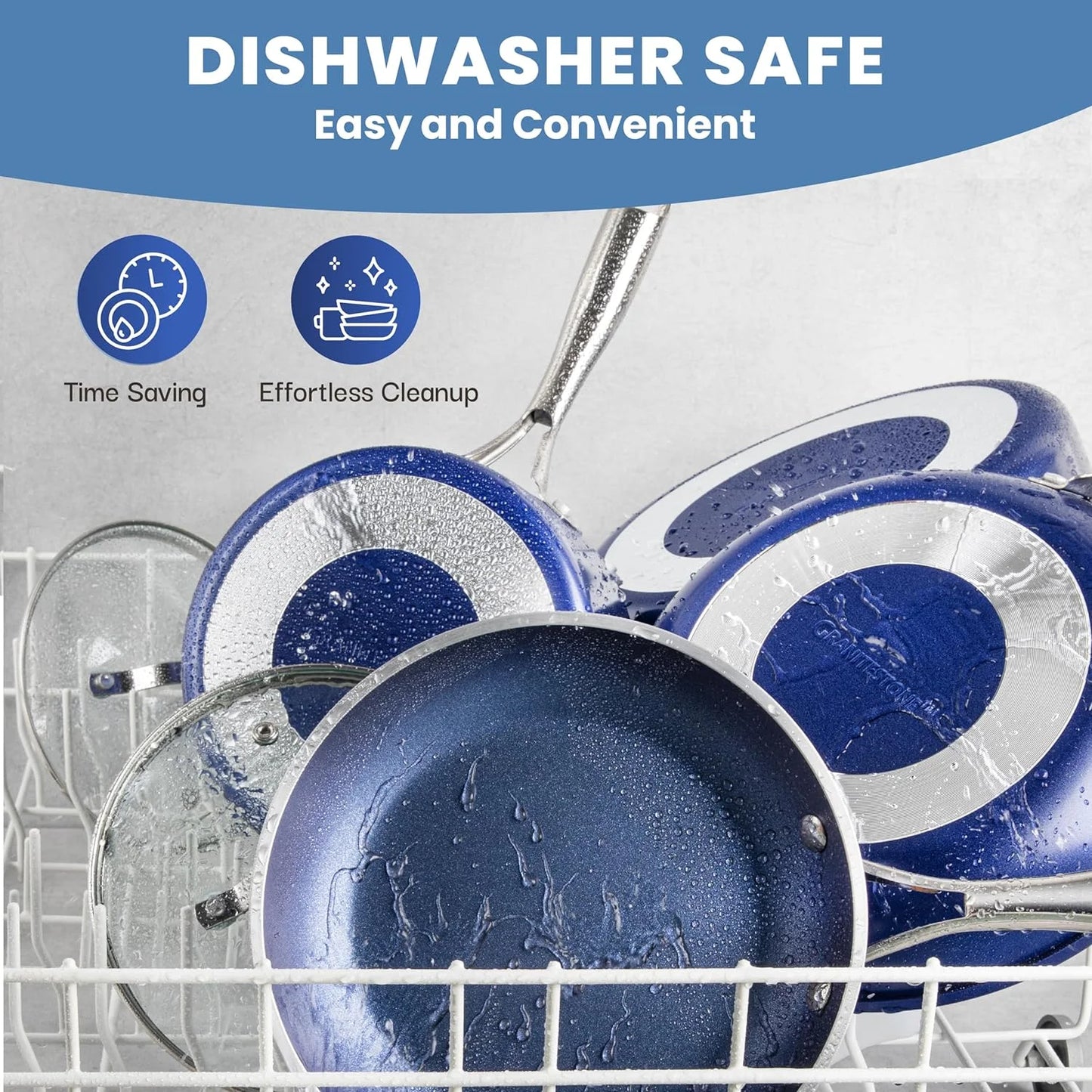 15 Pc Kitchen Pots and Pans Set Non Stick, Pot and Pan Set with Bakeware Set, Nonstick Cookware Set, Diamond Coated Non Stick Bakeware Set, Dishwasher Safe - Blue