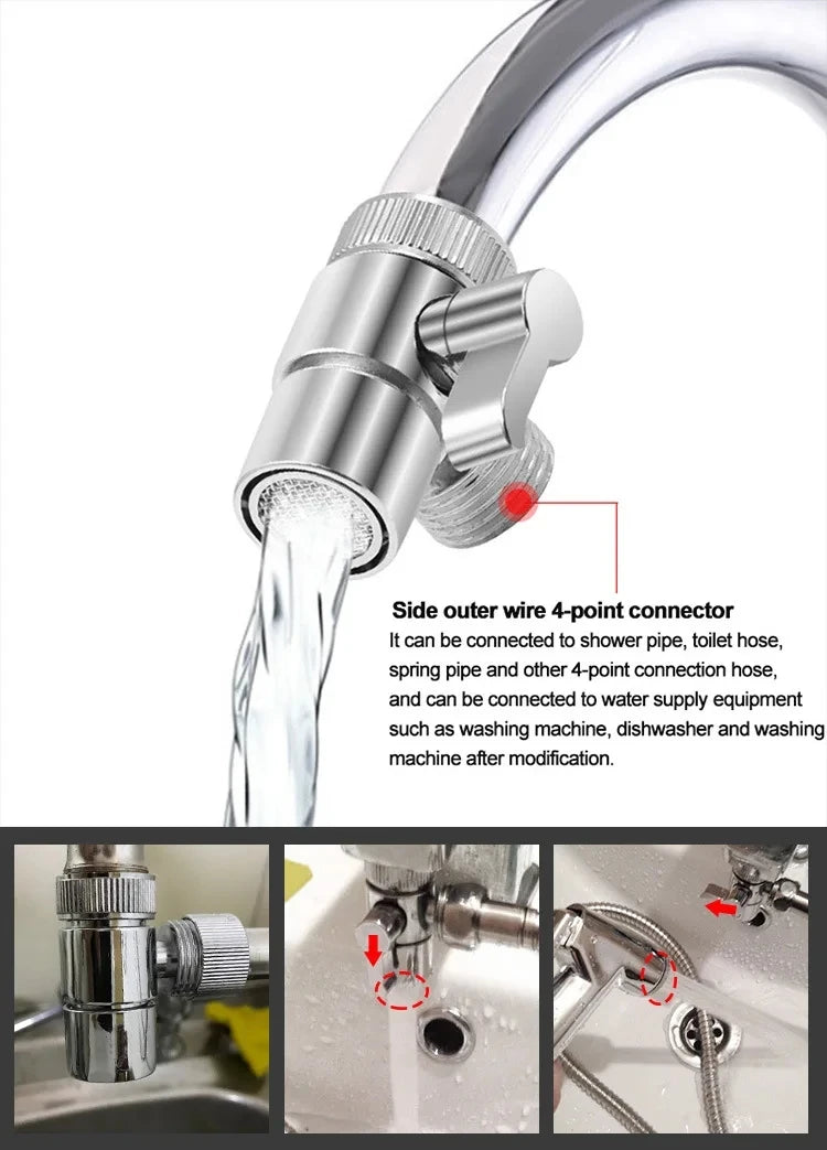 Kitchen Switch Faucet Adapter Sink Water Tap Splitter Diverter Valve Shower Toilet Bidet Tap Connector Bathroom Accessories