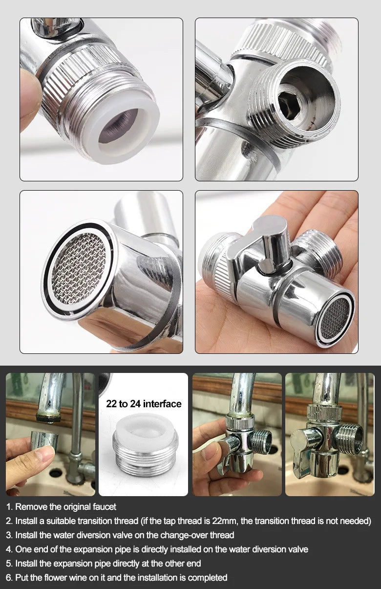 Kitchen Switch Faucet Adapter Sink Water Tap Splitter Diverter Valve Shower Toilet Bidet Tap Connector Bathroom Accessories