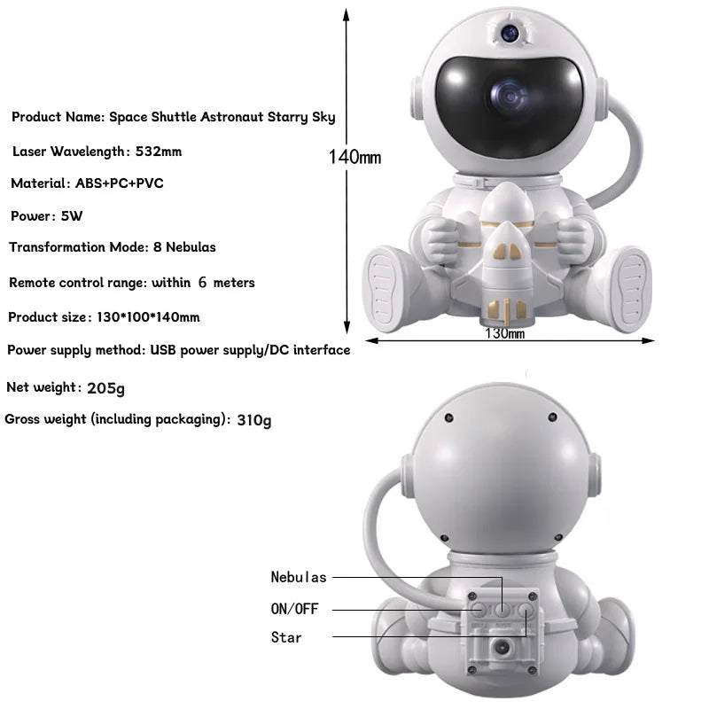 Rocket Astronaut Starry Laser Light