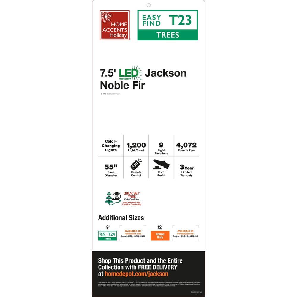 7.5 Ft. Jackson Noble Fir LED Pre-Lit Artificial Christmas Tree T23