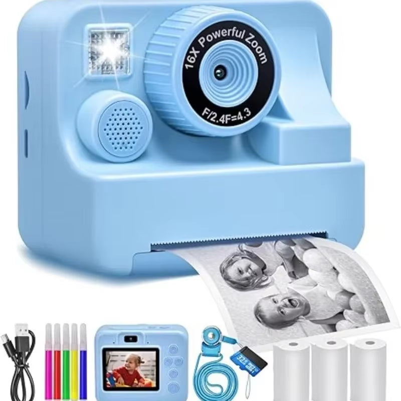 Children'S Instant Printing Camera and Video Photography Toy for Boys and Girls, Mini Digital Camera with Printer