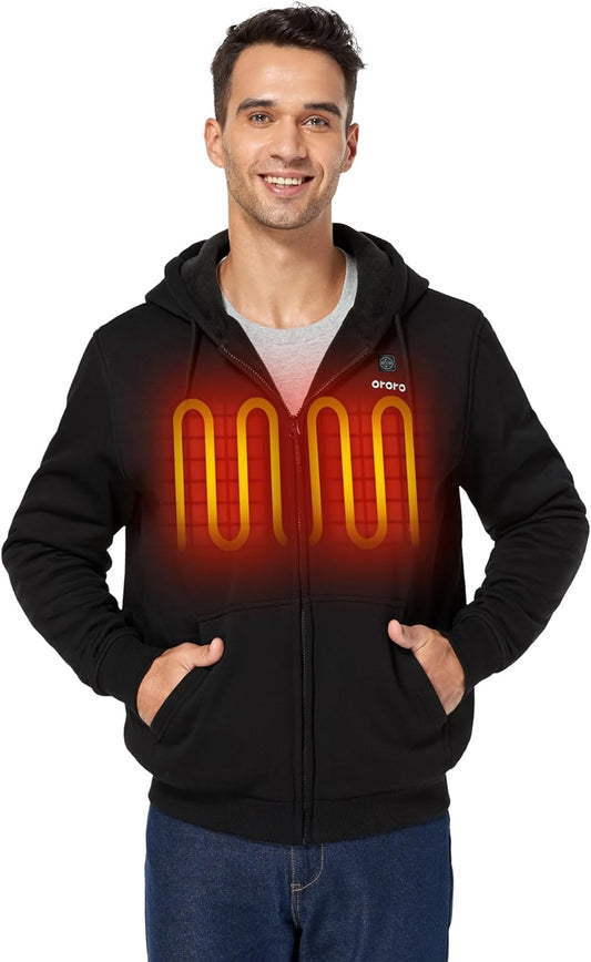 Heated Hoodie with USB-C Rechargeable Battery, Fleece Full-Zip Heated Sweatshirt Hoodie