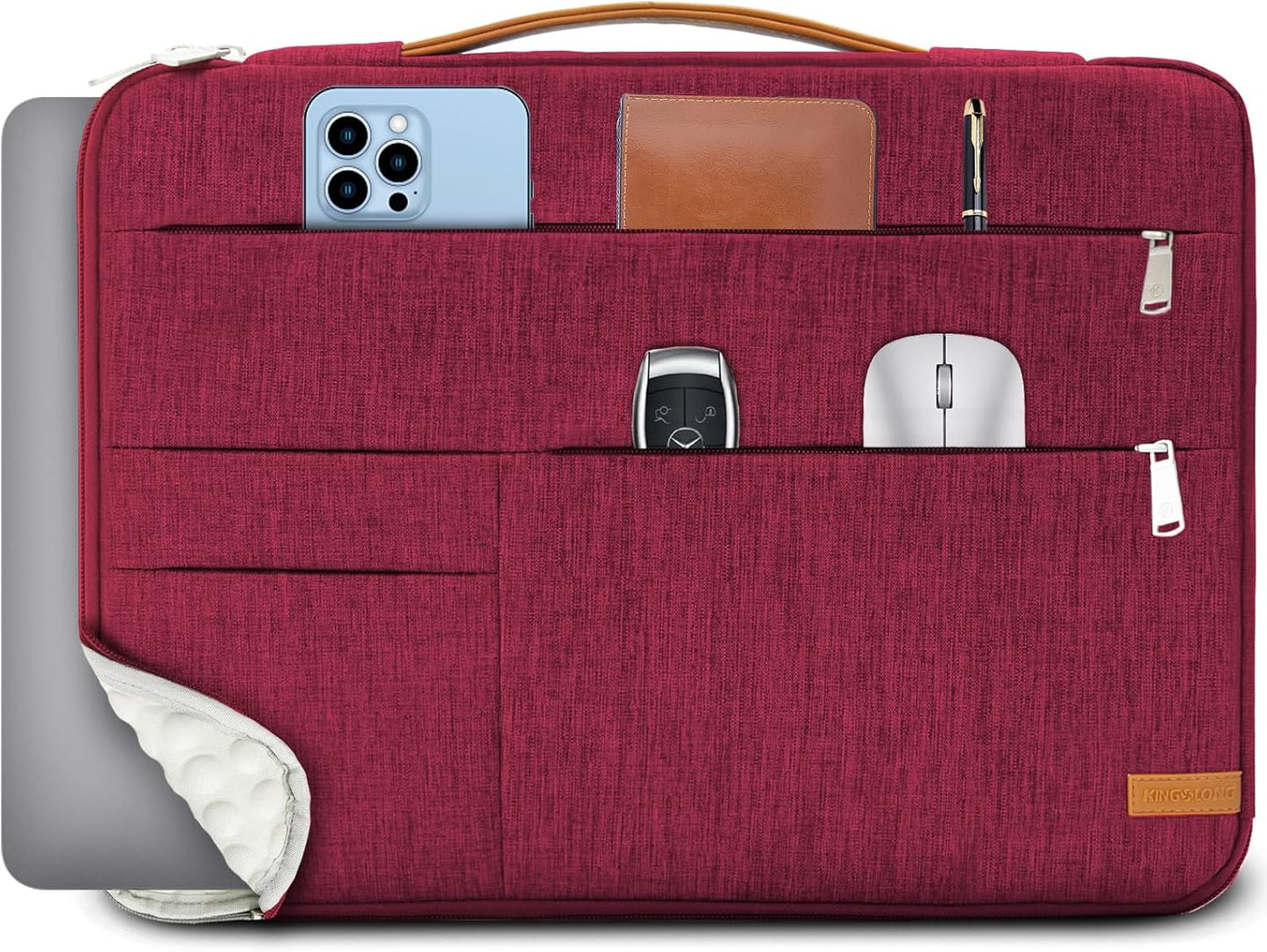 15-15.6 Inch Laptop Sleeve Bag, Slim Lightweight Multiple Pockets Computer Cover Notebook Ultrabooks Carrying Case Fit for Acer Asus Dell Lenovo HP Toshiba, Red