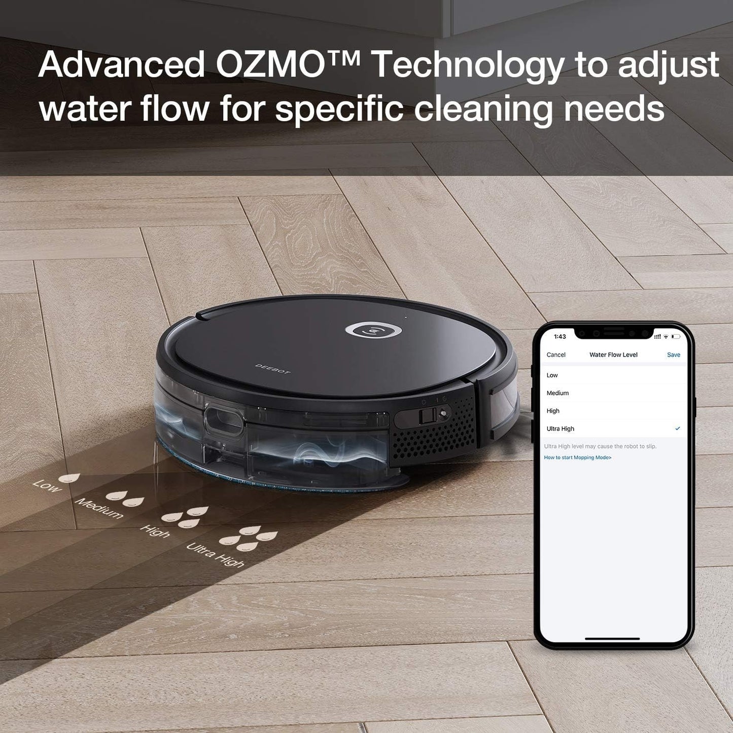 ECOVACS Deebot OZMO U2 Pro Robot Vacuum Mop Cleaner for Pet Hair & Hard Floors
