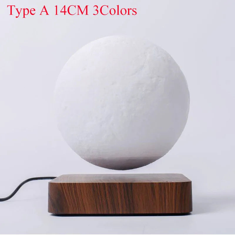 Levitating Moon Lamp Night Light Floating 3D Printing LED Moon Lamp with Wooden Base and Magnetic with 3 Colors