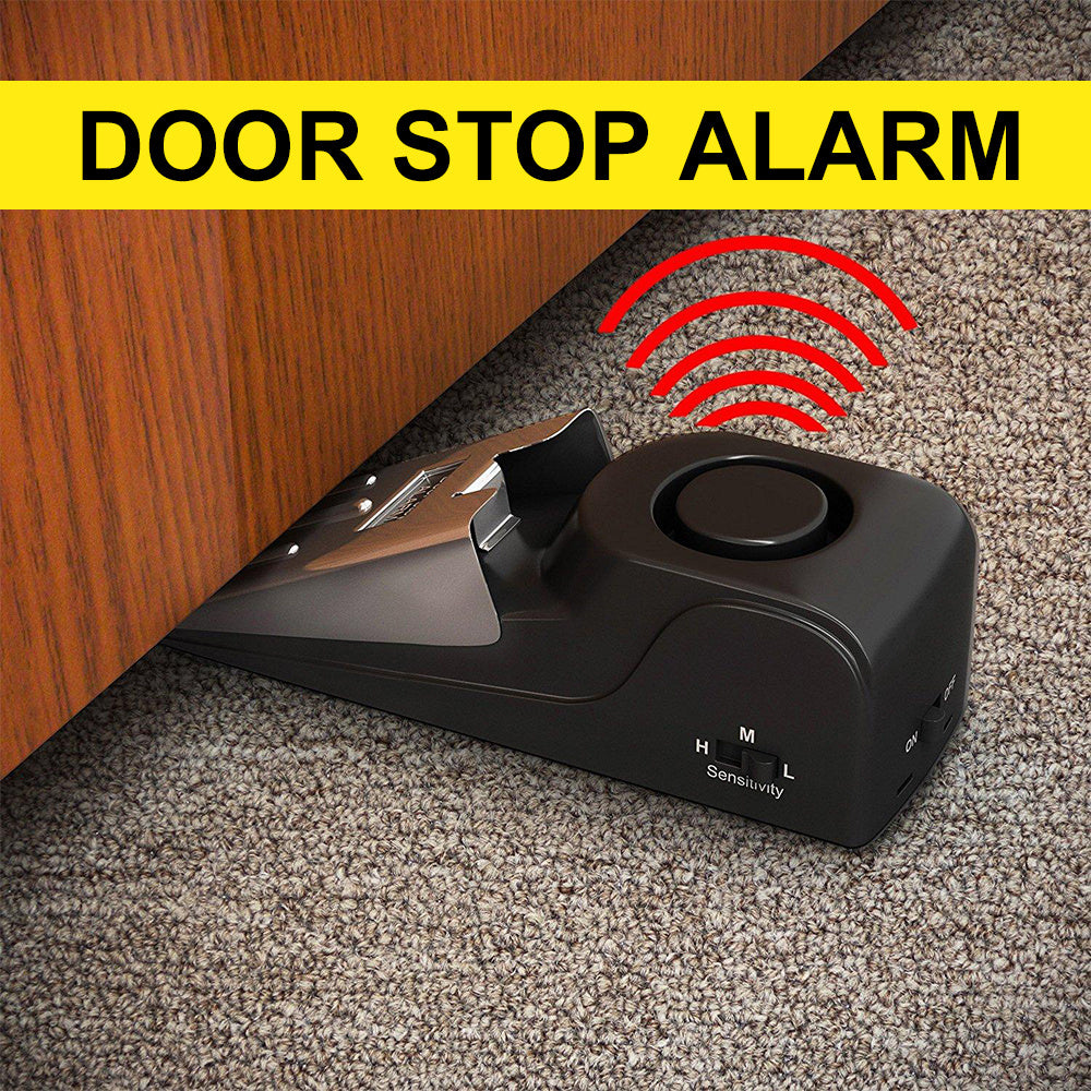 Intelligent electronic door stop alarm for home security and hotel intruder detection