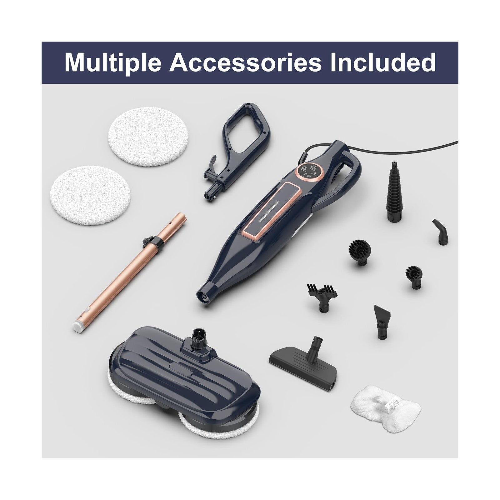 DEVOAC VM6 Scrubbing Steam Mop with Rotating Mop Pads, 10 in 1 Steam Mop, Lig...