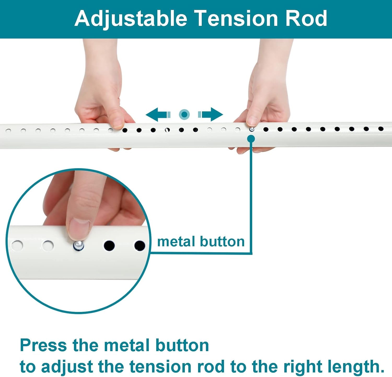 Room Divider Tension Curtain Rod Long / 141.7-161.4 Inches Large No Drilling Adjustable Window Curtain Rod for Bathroom, Shower Indoor Decor/Cream White