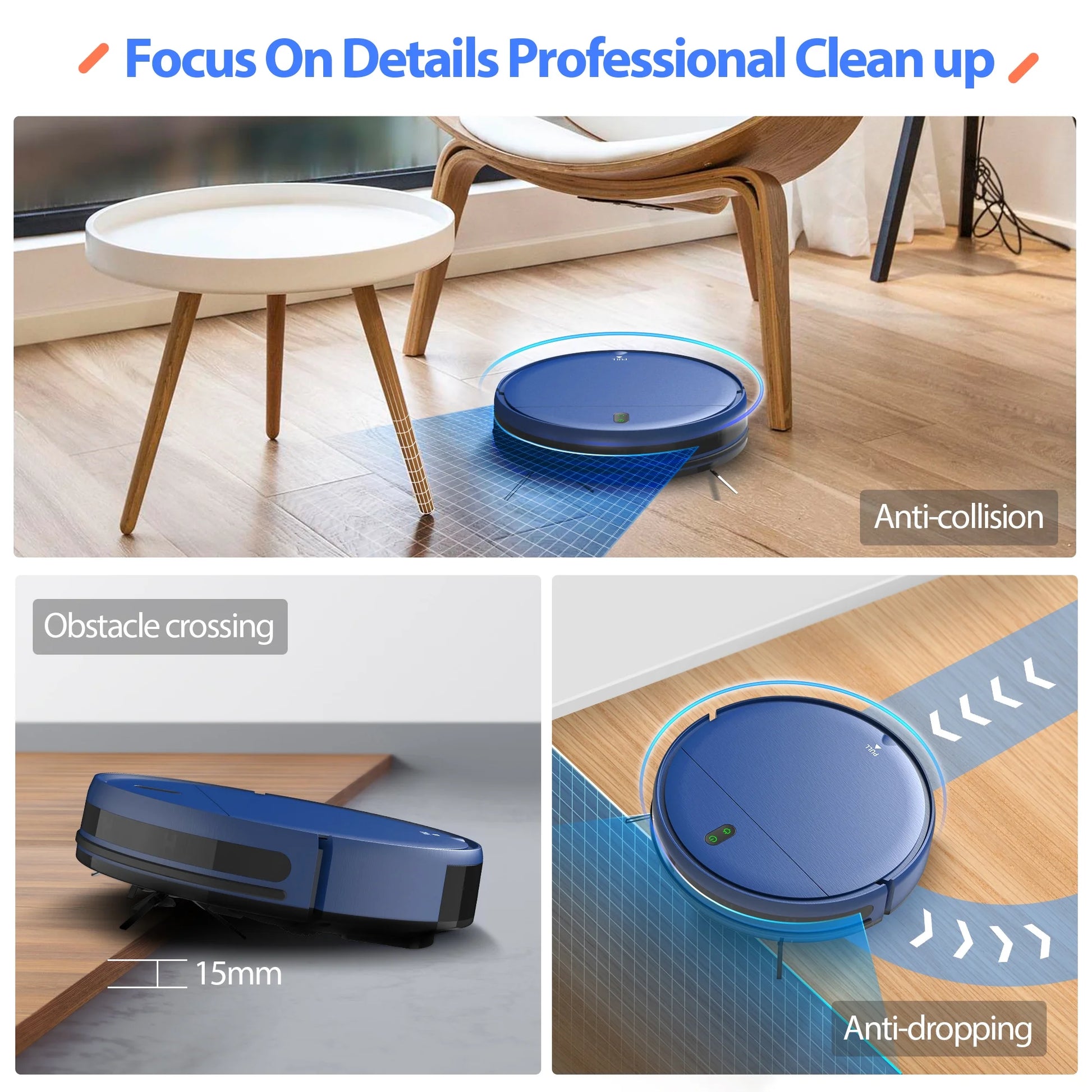 Robot Vacuum and Mop Combo Compatible with Alexa, Blue