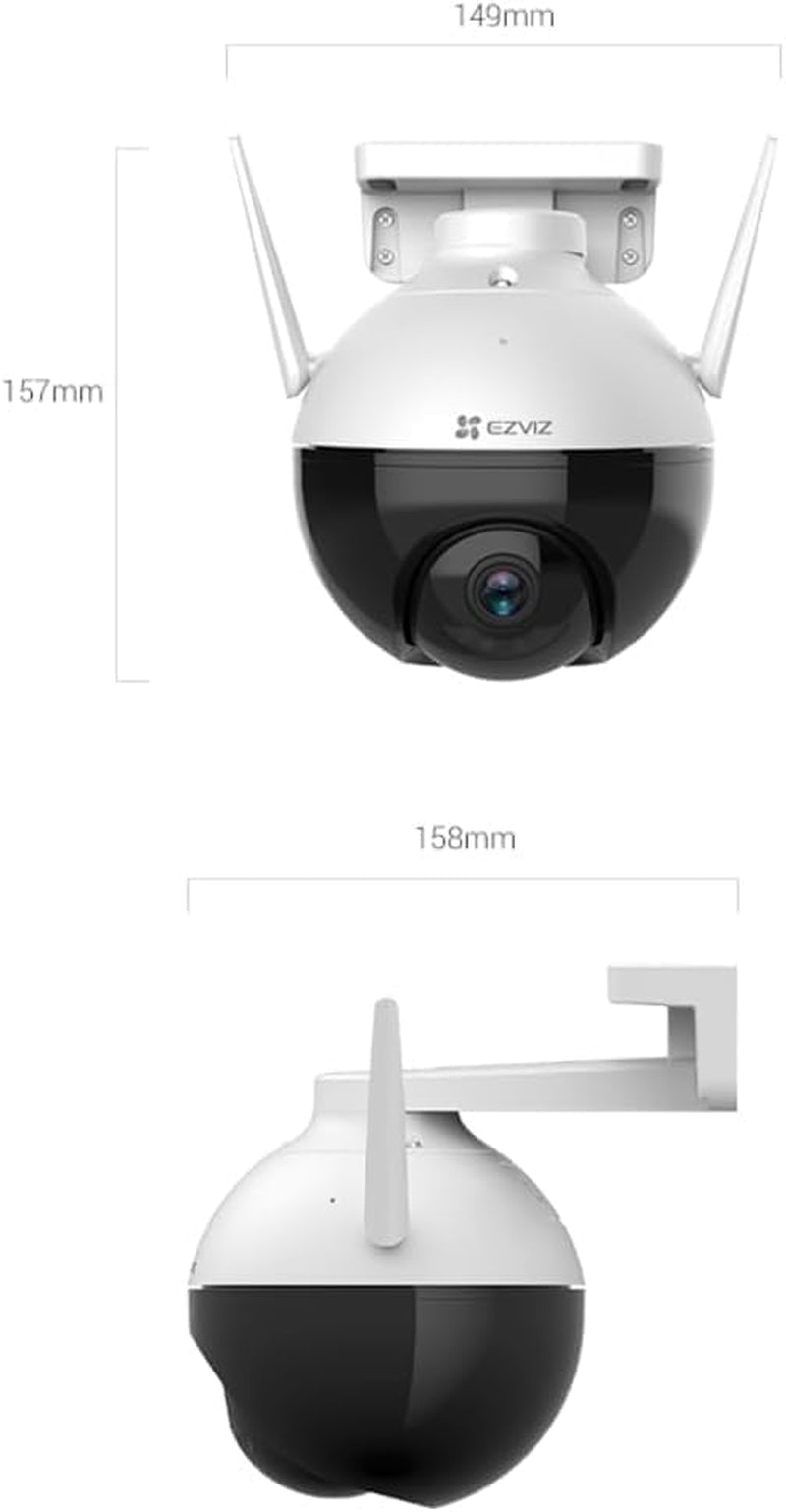 360° Security Camera Outdoor, Wifi Camera for Home Security, Surveillance Camera, No Subscription with Motion Detection, Color Night Vision, Audio Pick-Up, Waterproof, Alexa/Google, 256GB| C8C