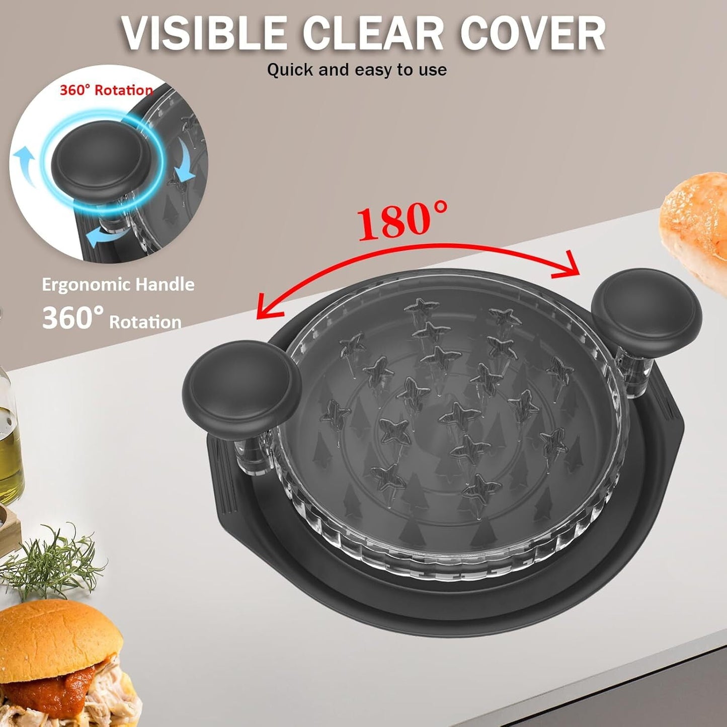 Chicken Shredder Tool Twist - 10" Large Meat Shredder Tool Twist, Visible Shredded Chicken Tool Chicken Breast Shredder, Ergonomic Handle, Dishwasher Safe, Anti-Slip,Suitable for Pork Beef Chicken