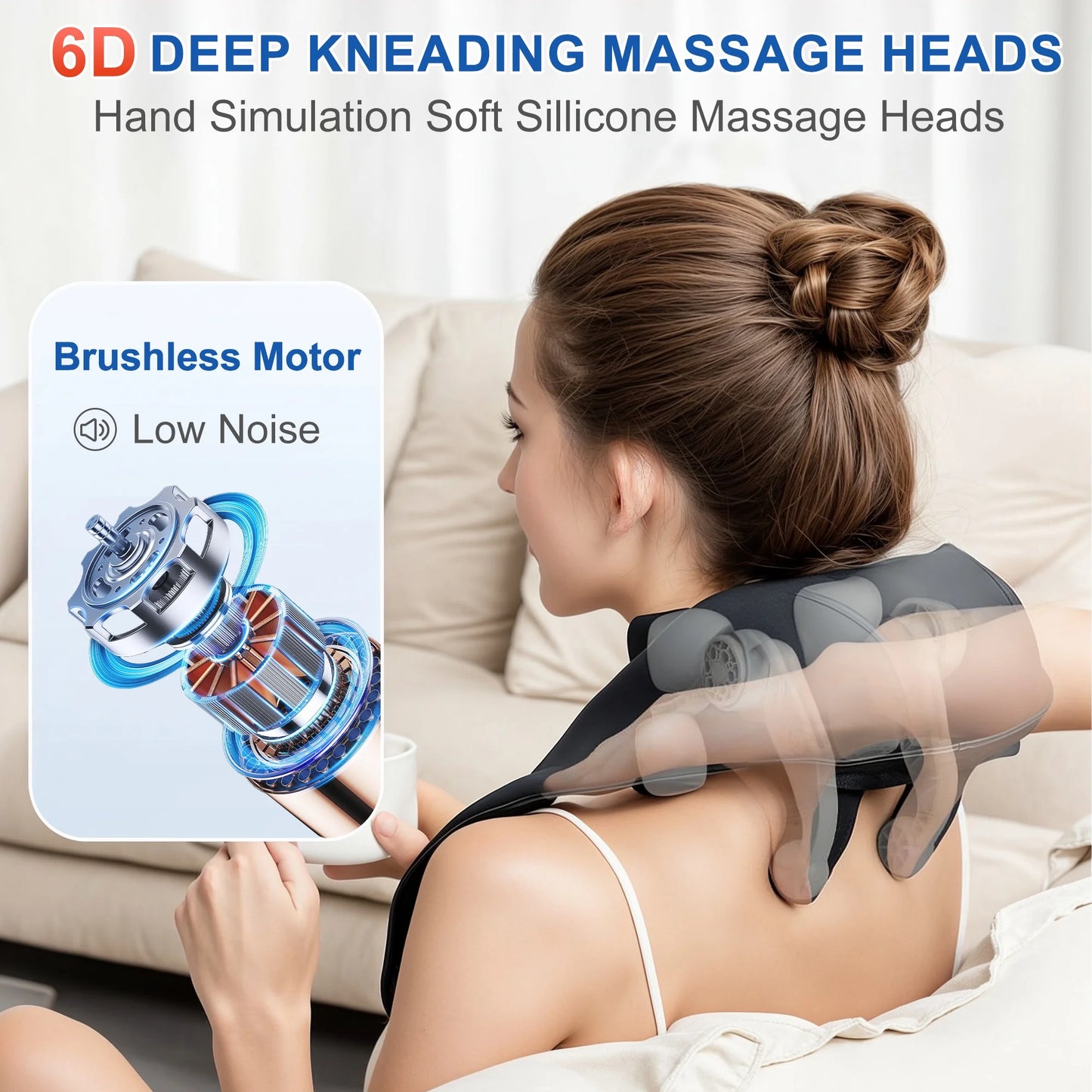 All Joints Massager with Heat - 6D Shiatsu Deep Tissue Kneading for Back, Leg, Muscle Pain Relief