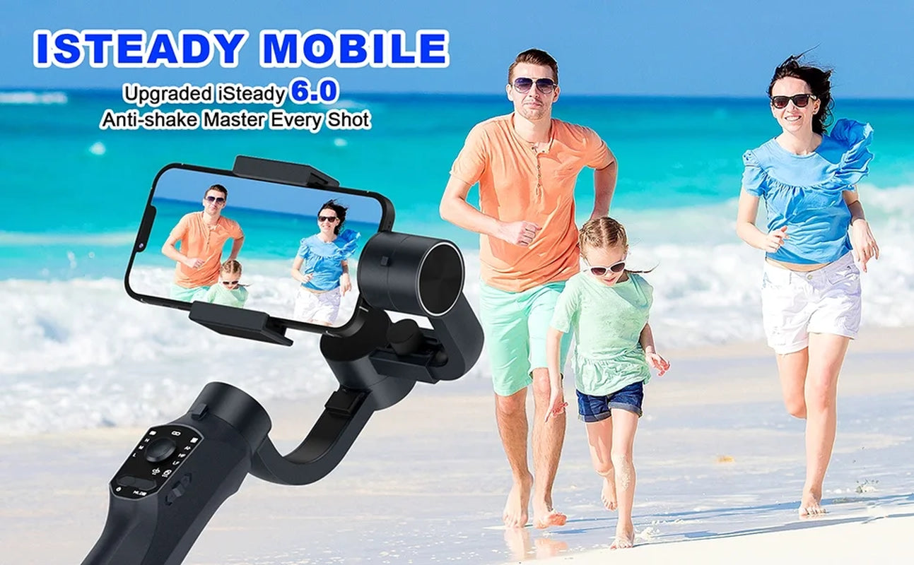 Gimbal Stabilizer for Smartphone, 3-Axis Gimbal Gimbal for Iphone and Android, Portable and Foldable Phone Stabilizer for Video Recording with Face,Black, 1 Count