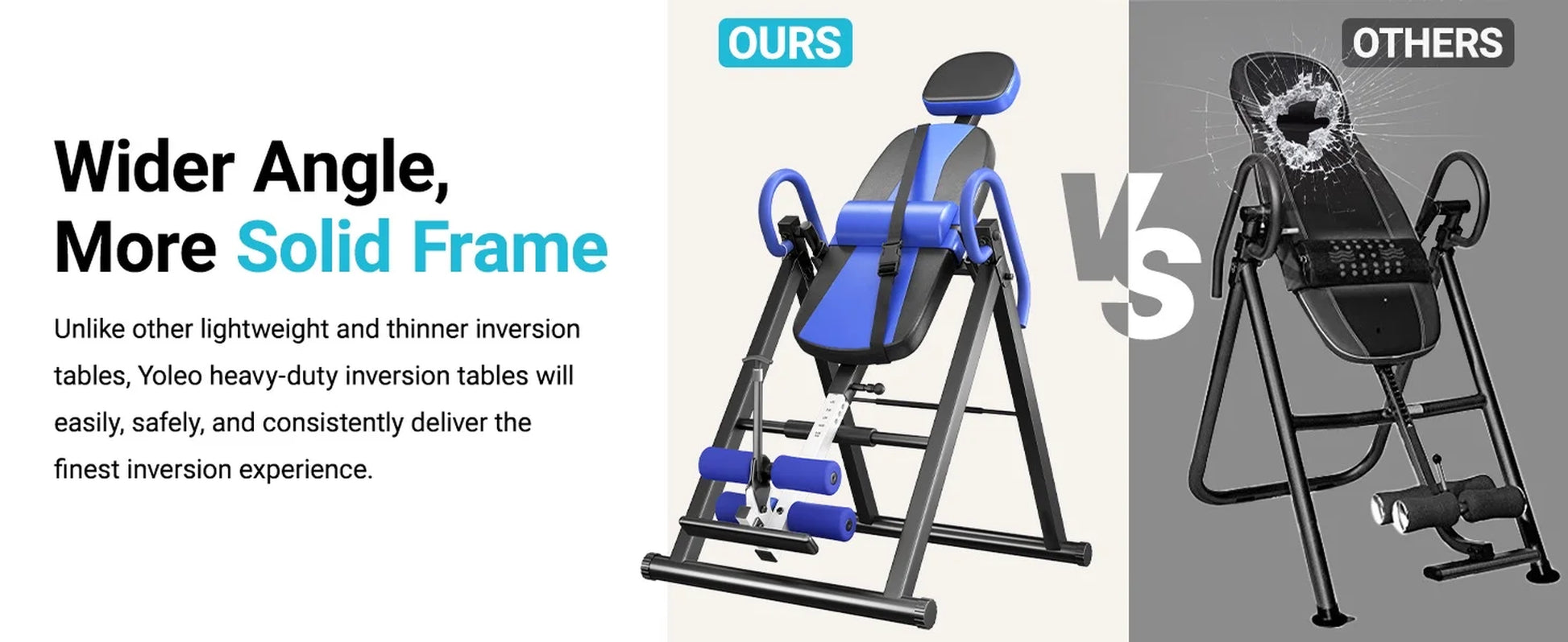 Heavy Duty Inversion Table, 300Lb Capacity Back Therapy Reflexology Heavy Duty Foldable Steel Back Stretcher Machine  Table ,Blue