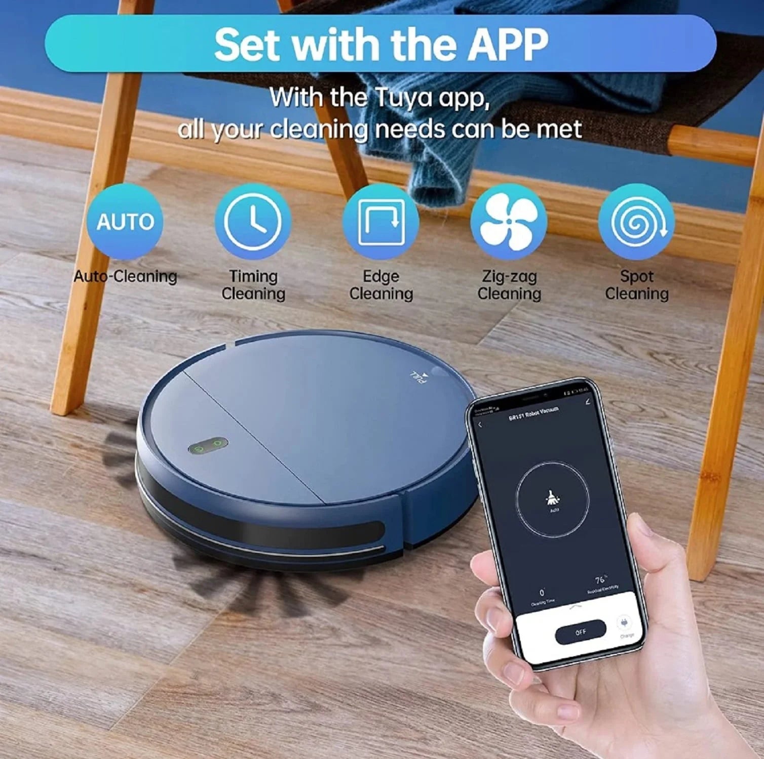 Robot Vacuum and Mop Combo Compatible with Alexa, Blue