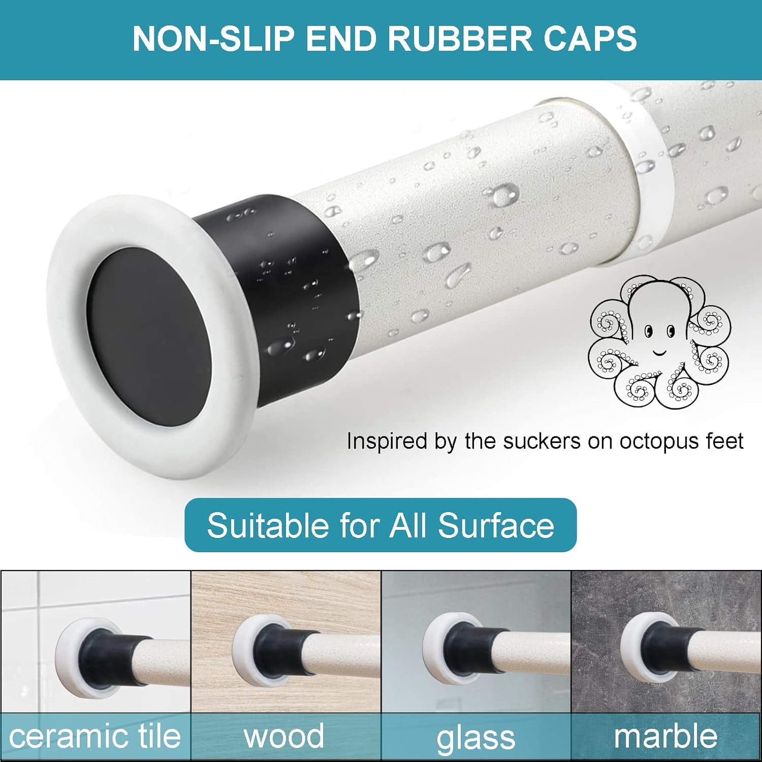 Room Divider Tension Curtain Rod Long / 141.7-161.4 Inches Large No Drilling Adjustable Window Curtain Rod for Bathroom, Shower Indoor Decor/Cream White