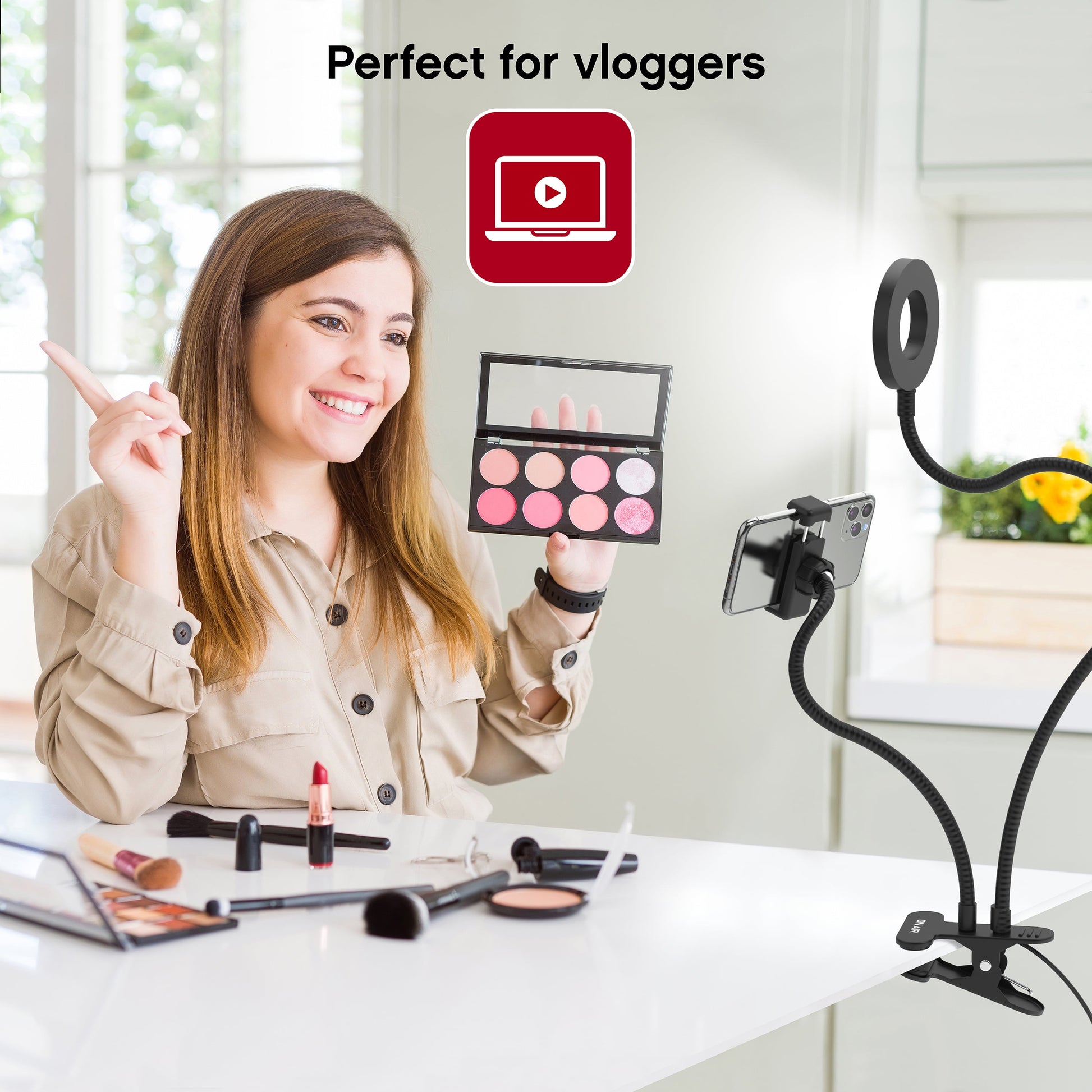 Flex Duo - 3.5’’ LED Ring Light with Stand and Phone Holder, Two Flexible Arms, Multi-Color