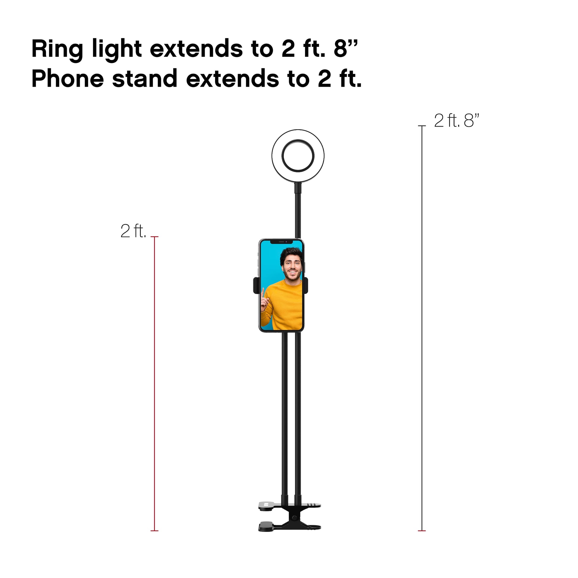 Flex Duo - 3.5’’ LED Ring Light with Stand and Phone Holder, Two Flexible Arms, Multi-Color