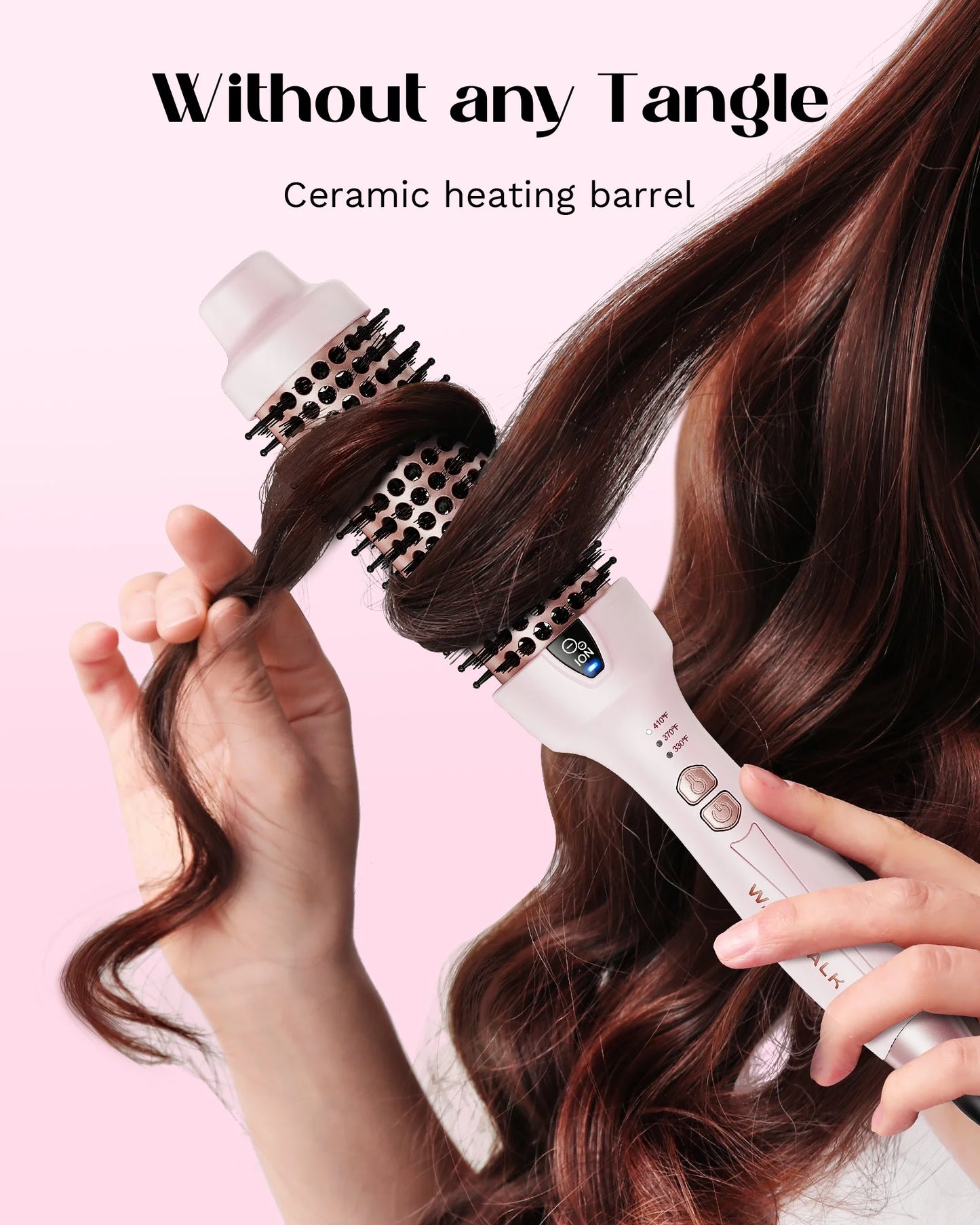 Thermal Brush for Blowout Look, 1 1/2 Inch Ionic Heated Nylon Brush Get Natural Curls, Pink