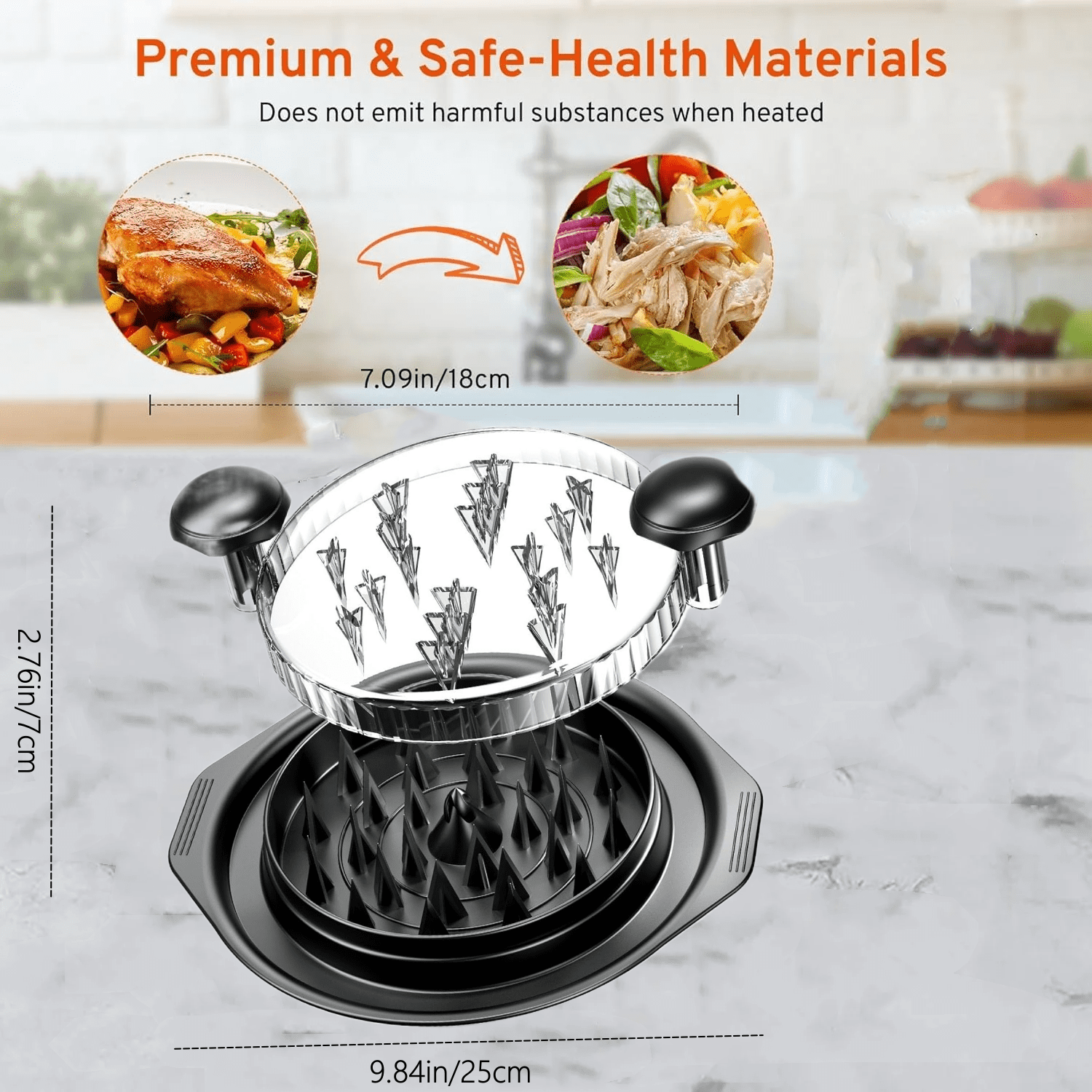 Chicken Shredder, 10.8" Visible Chicken Breast Shredder Tool Twist, Large Meat Shredder Machine - Ergonomic Handle, Dishwasher Safe, Anti-Slip, Cleaning Brush, Heat Resistant, BPA Free