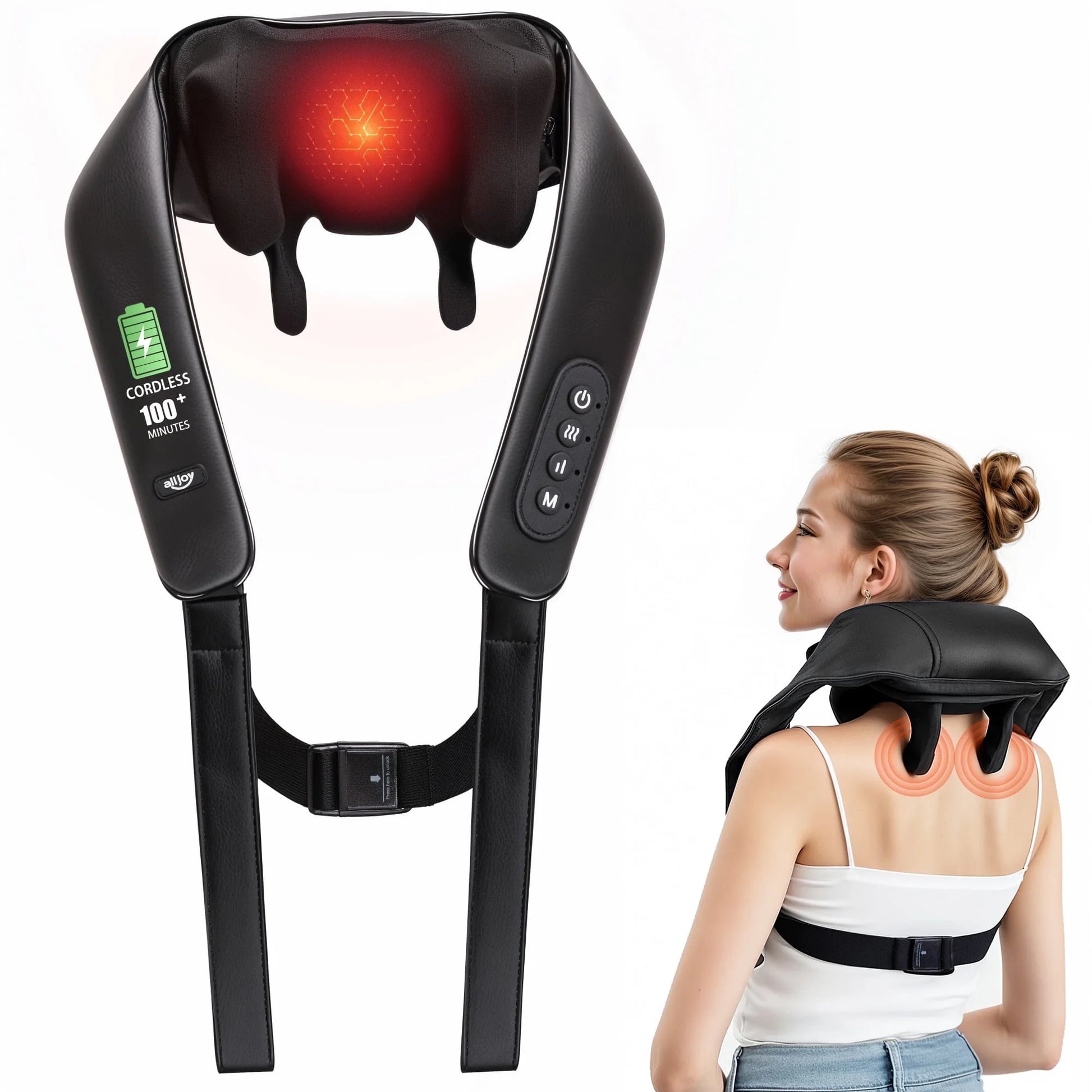 All Joints Massager with Heat - 6D Shiatsu Deep Tissue Kneading for Back, Leg, Muscle Pain Relief