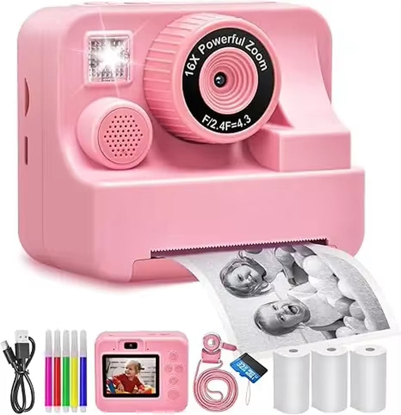 Children'S Instant Printing Camera and Video Photography Toy for Boys and Girls, Mini Digital Camera with Printer