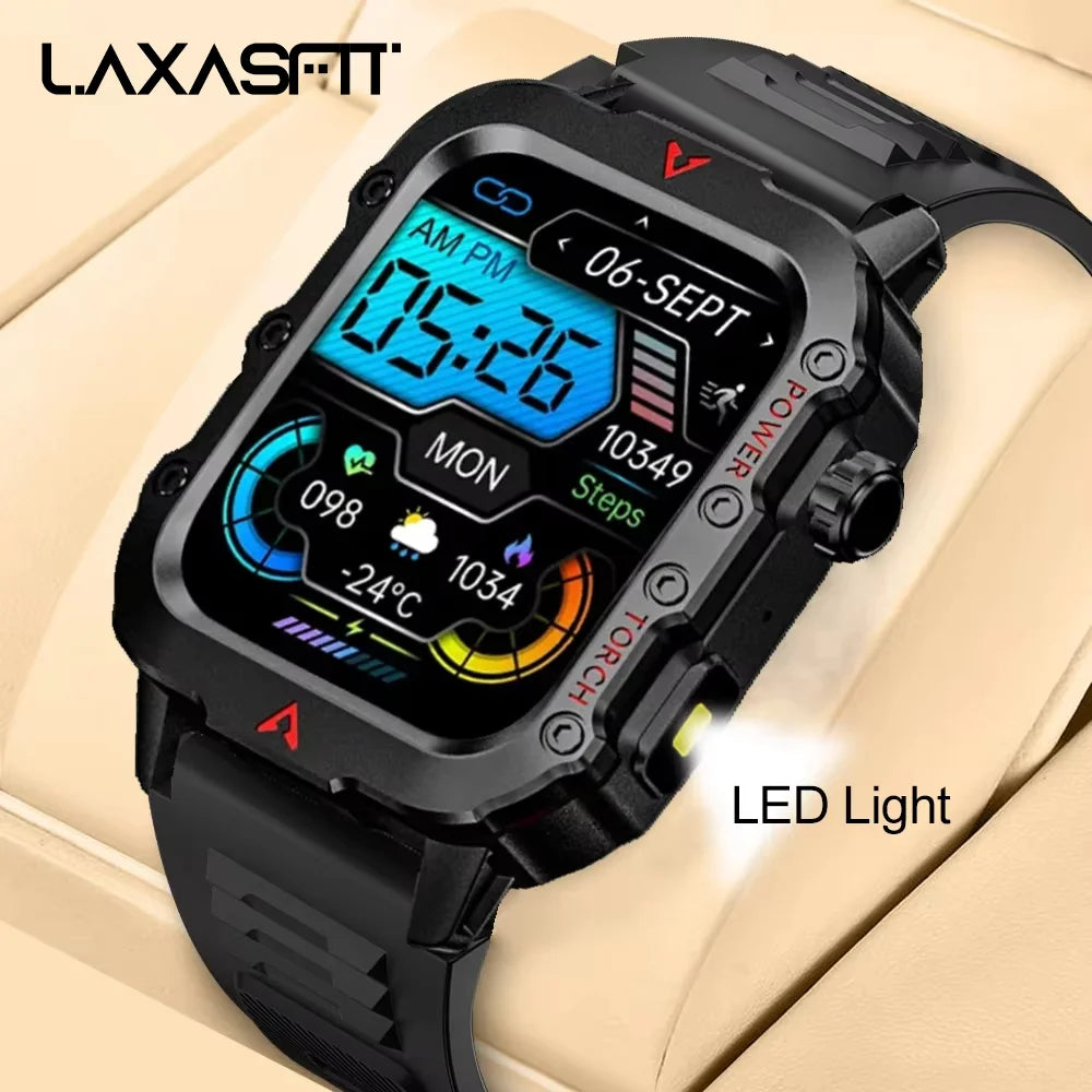 New Smart Watch with LED Flashlight Outdoor Sports Smart Watch Wristwatch Health Monitoring Smart Watch