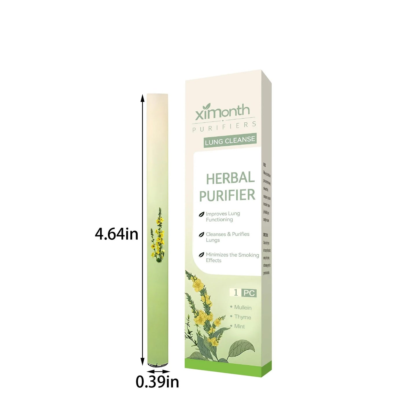 Herbal Diffuser Pen with Extracts of Mullein, Thyme and Mint, Enhances Breathing Experience, for Frequent Exposure to Hazardous Substances (300 Uses) 