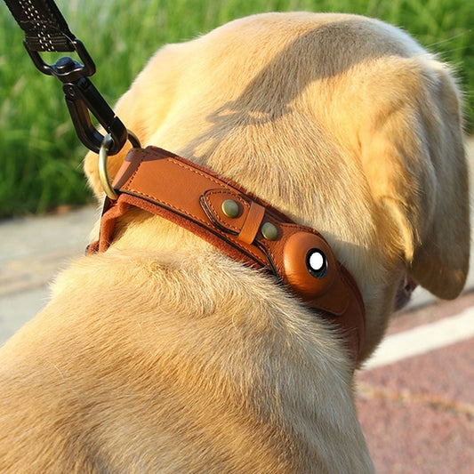 Location Tracker Leather Dog Pet Collar