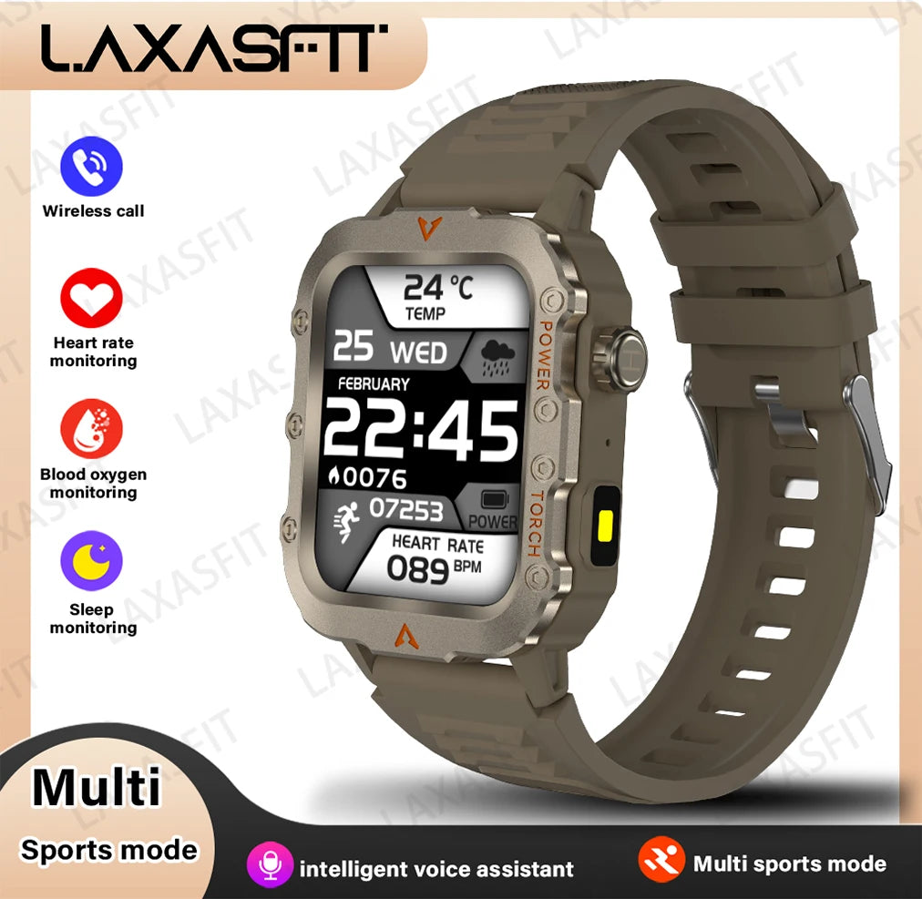 New Smart Watch with LED Flashlight Outdoor Sports Smart Watch Wristwatch Health Monitoring Smart Watch