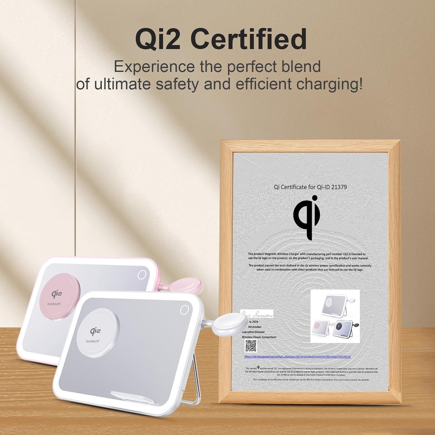 4 in 1 Magsafe-Compatible Charging Stat,15W with Qi2 Certified Wireless Charger,Magnetic Phone Holder & Mirror,Charging Stat for Multiple Devices Apple Watch Airpods, Iphone 16 15 14 13