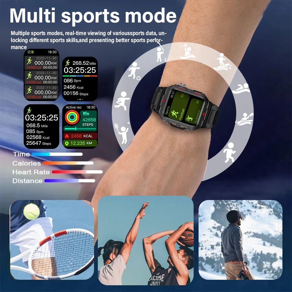 New Smart Watch with LED Flashlight Outdoor Sports Smart Watch Wristwatch Health Monitoring Smart Watch
