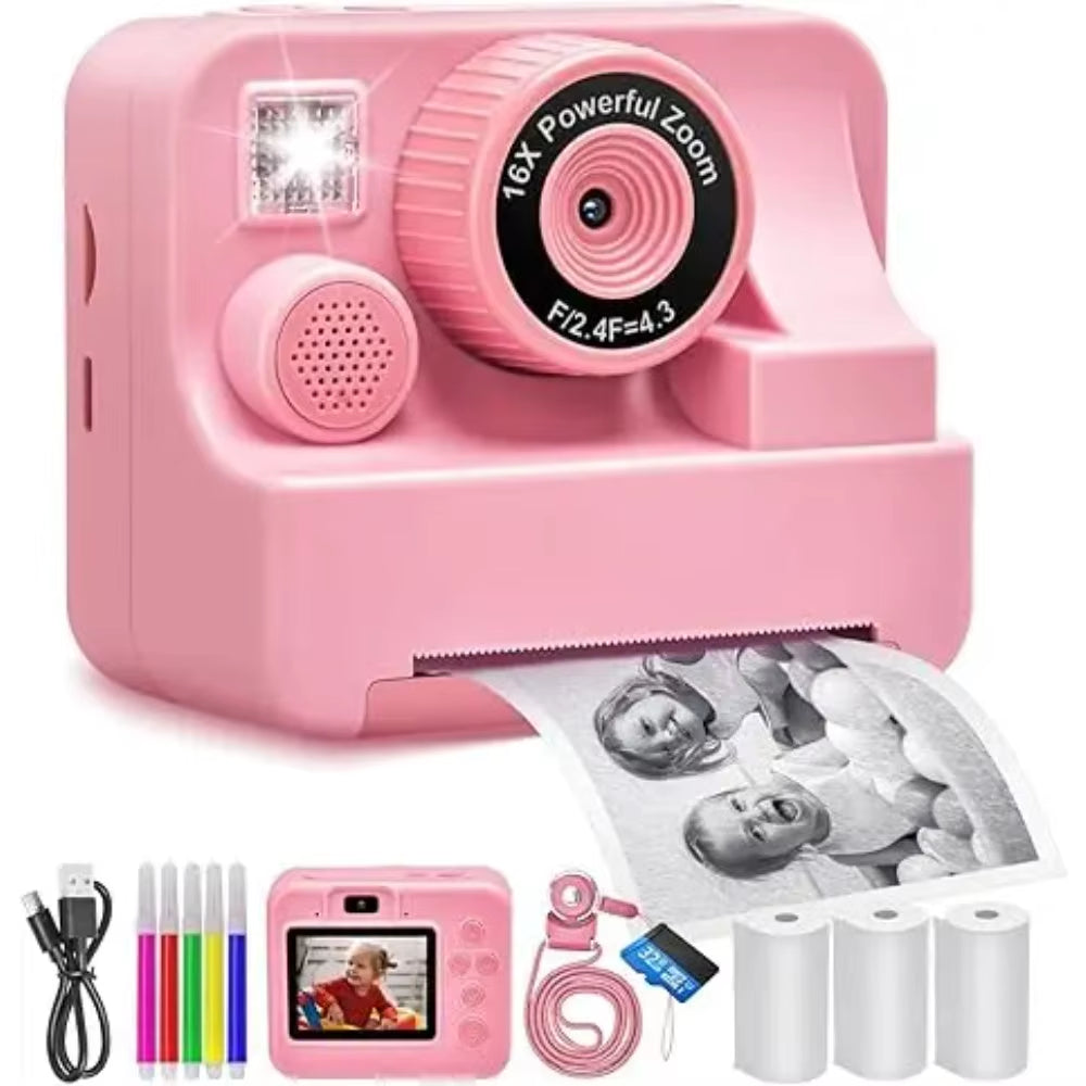 Children'S Instant Printing Camera and Video Photography Toy for Boys and Girls, Mini Digital Camera with Printer