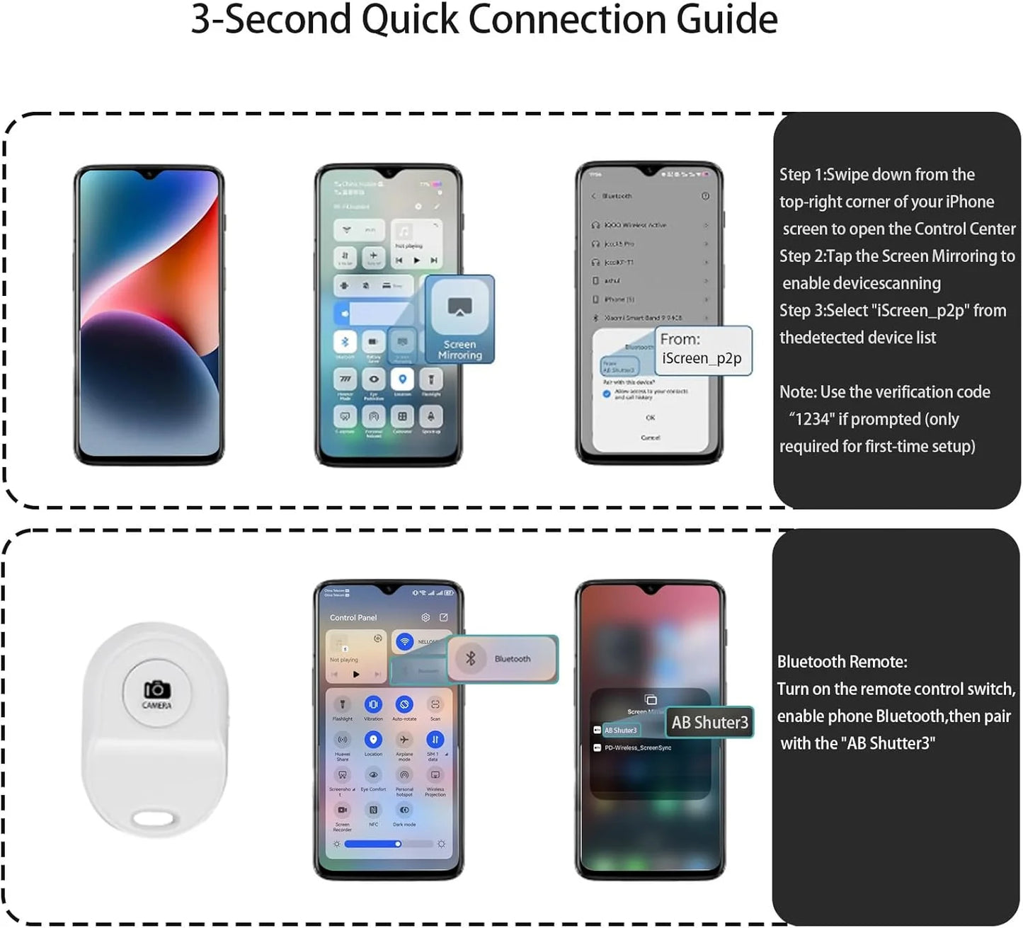 Vlog Selfie Monitor Screen with Wireless&Remote Control 1800Mah Battery, Back Camera Monito for Iphone & Android Phone,Selfie Monitor Screen Phone