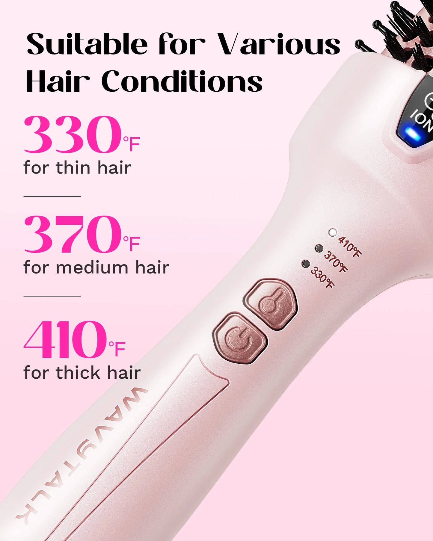 Thermal Brush for Blowout Look, 1 1/2 Inch Ionic Heated Nylon Brush Get Natural Curls, Pink
