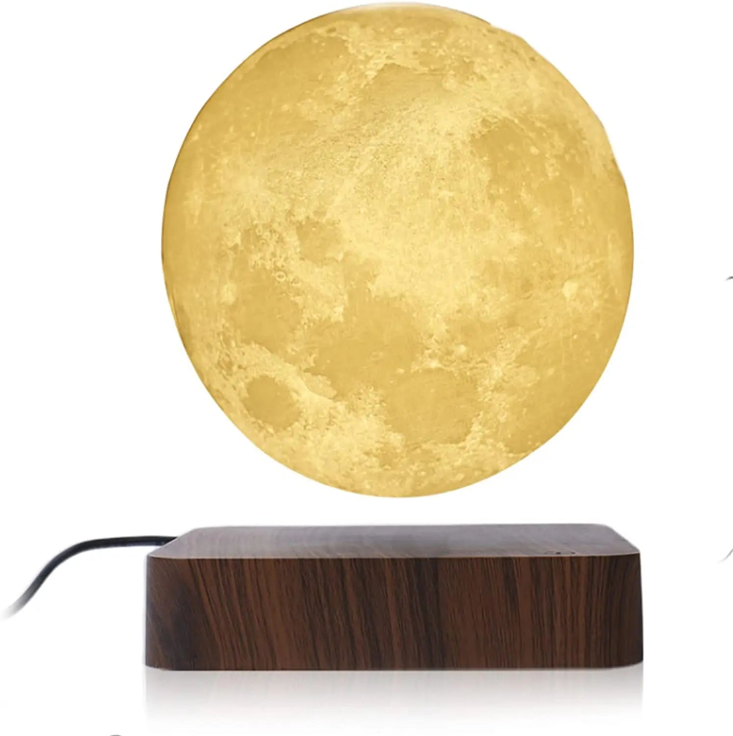 Levitating Moon Lamp Night Light Floating 3D Printing LED Moon Lamp with Wooden Base and Magnetic with 3 Colors
