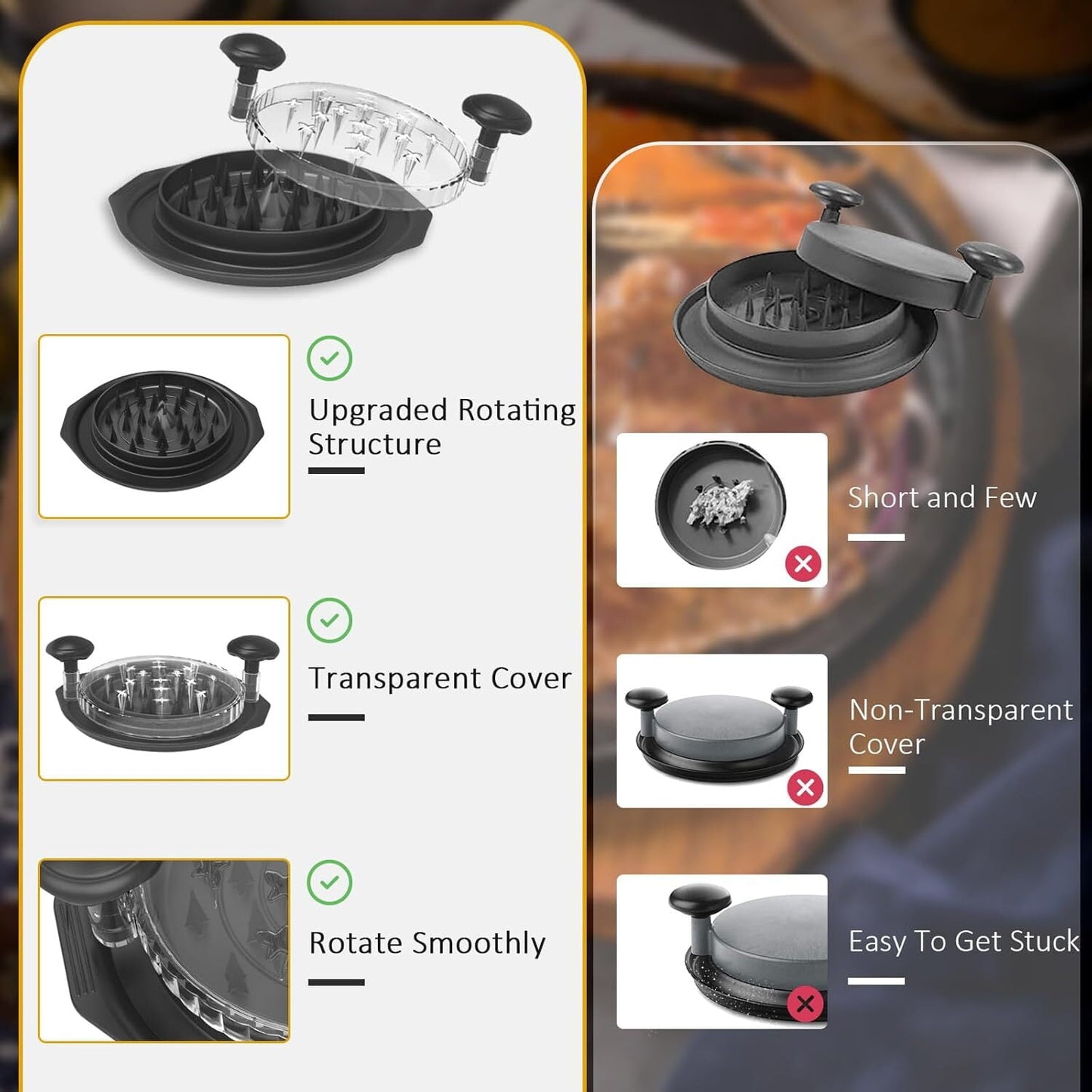 Chicken Shredder Tool Twist - 10" Large Meat Shredder Tool Twist, Visible Shredded Chicken Tool Chicken Breast Shredder, Ergonomic Handle, Dishwasher Safe, Anti-Slip,Suitable for Pork Beef Chicken