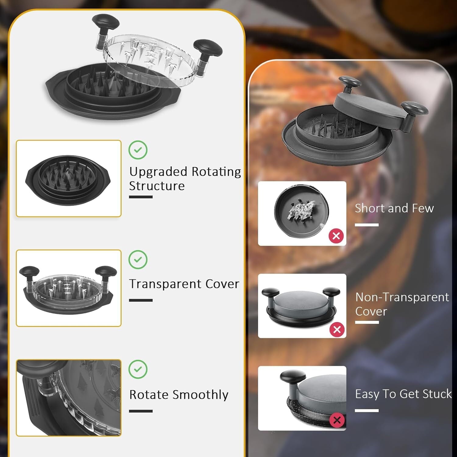 Chicken Shredder Tool Twist - 10" Large Meat Shredder Tool Twist, Visible Shredded Chicken Tool Chicken Breast Shredder, Ergonomic Handle, Dishwasher Safe, Anti-Slip,Suitable for Pork Beef Chicken