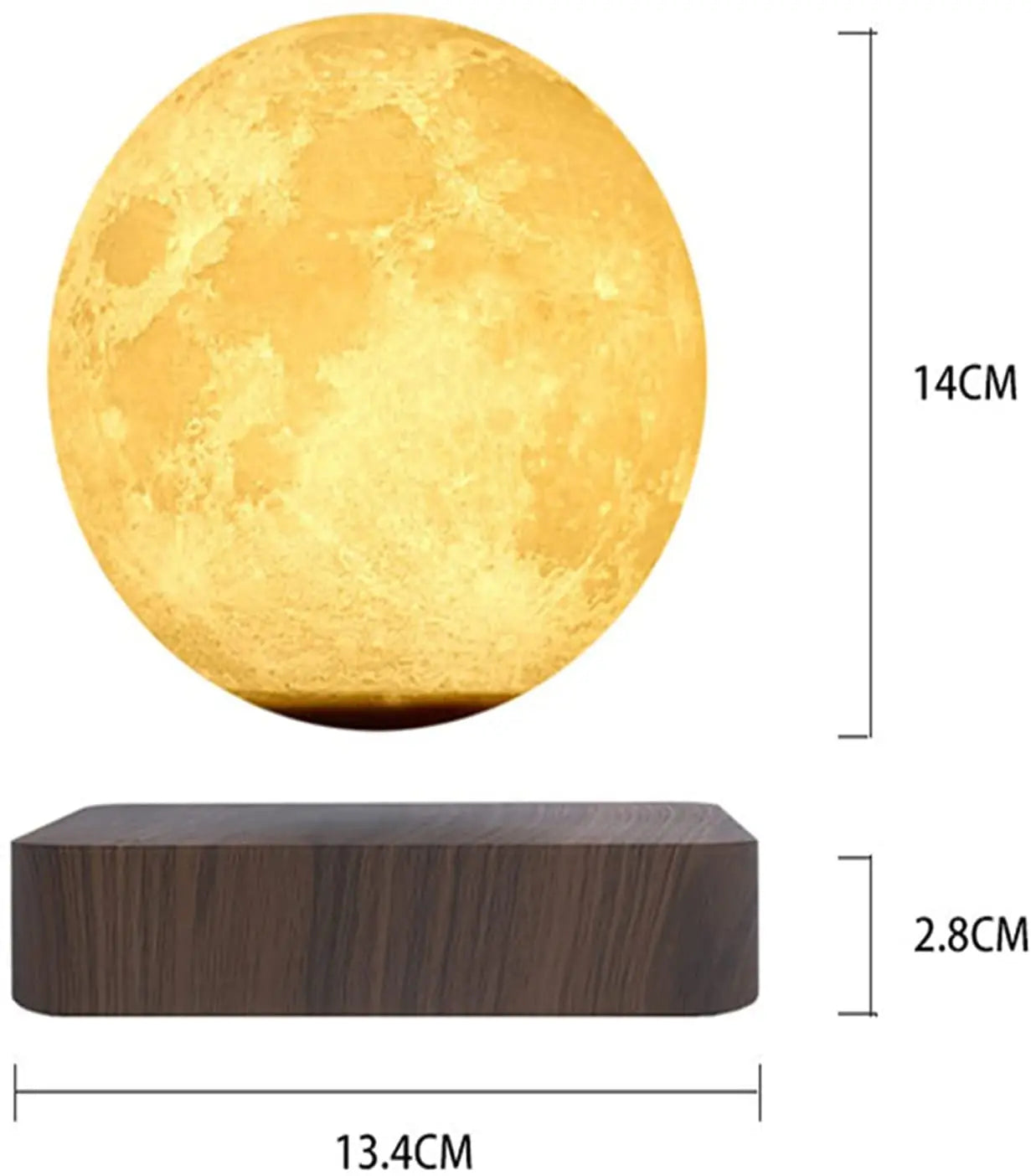Levitating Moon Lamp Night Light Floating 3D Printing LED Moon Lamp with Wooden Base and Magnetic with 3 Colors
