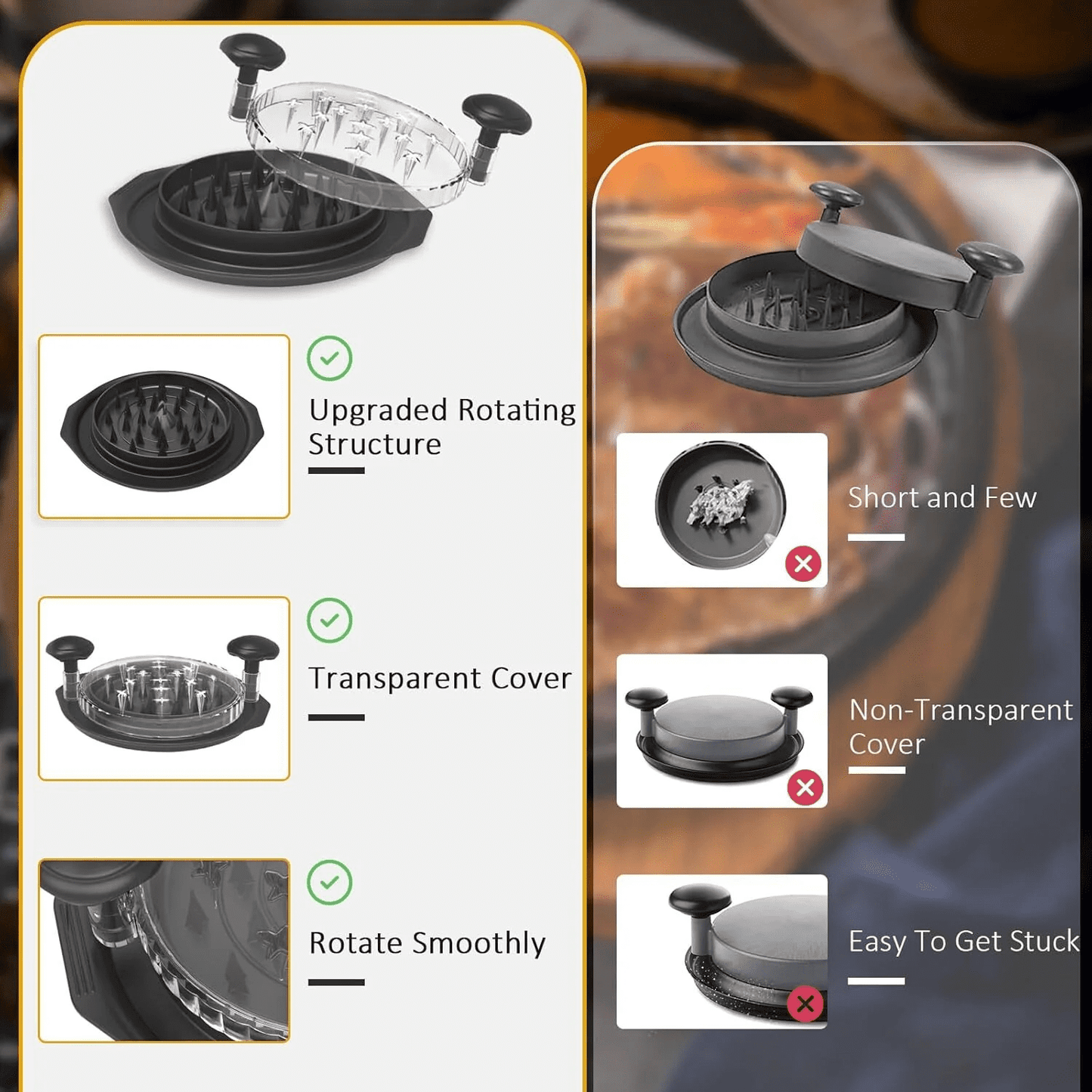 Chicken Shredder, 10.8" Visible Chicken Breast Shredder Tool Twist, Large Meat Shredder Machine - Ergonomic Handle, Dishwasher Safe, Anti-Slip, Cleaning Brush, Heat Resistant, BPA Free