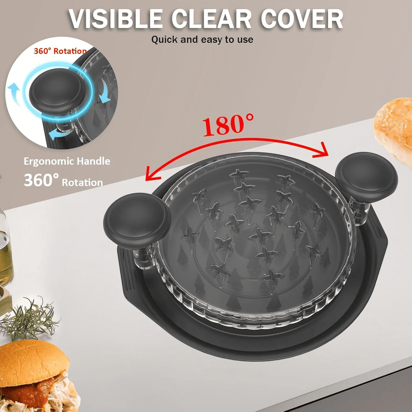 Chicken Shredder, 10.8" Visible Chicken Breast Shredder Tool Twist, Large Meat Shredder Machine - Ergonomic Handle, Dishwasher Safe, Anti-Slip, Cleaning Brush, Heat Resistant, BPA Free