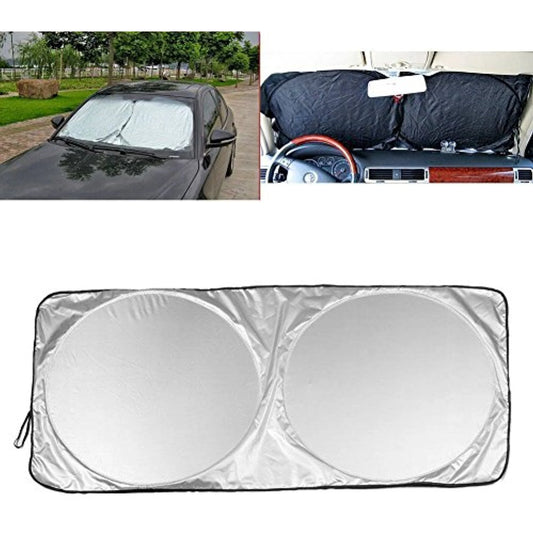 UV Foldable Automotive Window Shades, Polyester Black, 59 X 27.55 In