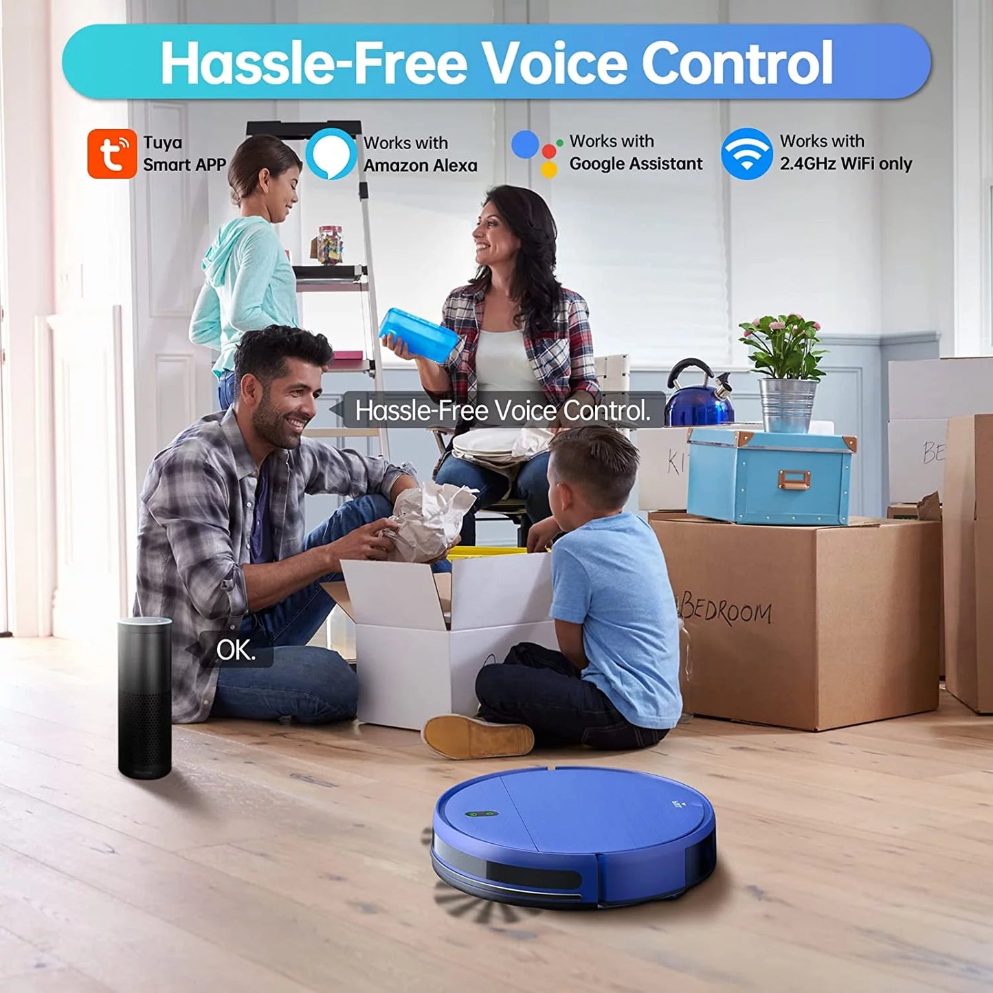 Robot Vacuum and Mop Combo Compatible with Alexa, Blue