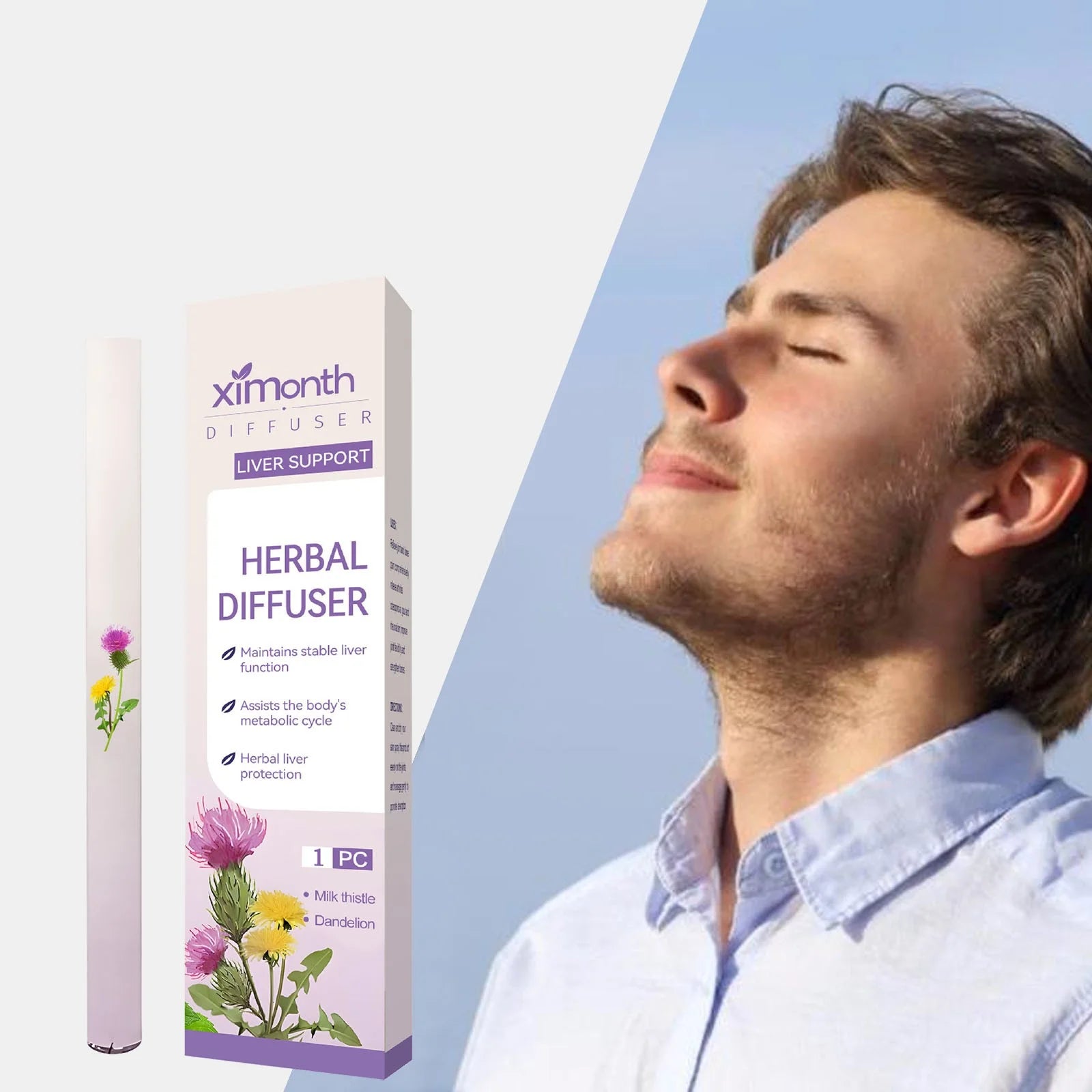 Herbal Diffuser Pen with Extracts of Mullein, Thyme and Mint, Enhances Breathing Experience, for Frequent Exposure to Hazardous Substances (300 Uses) 